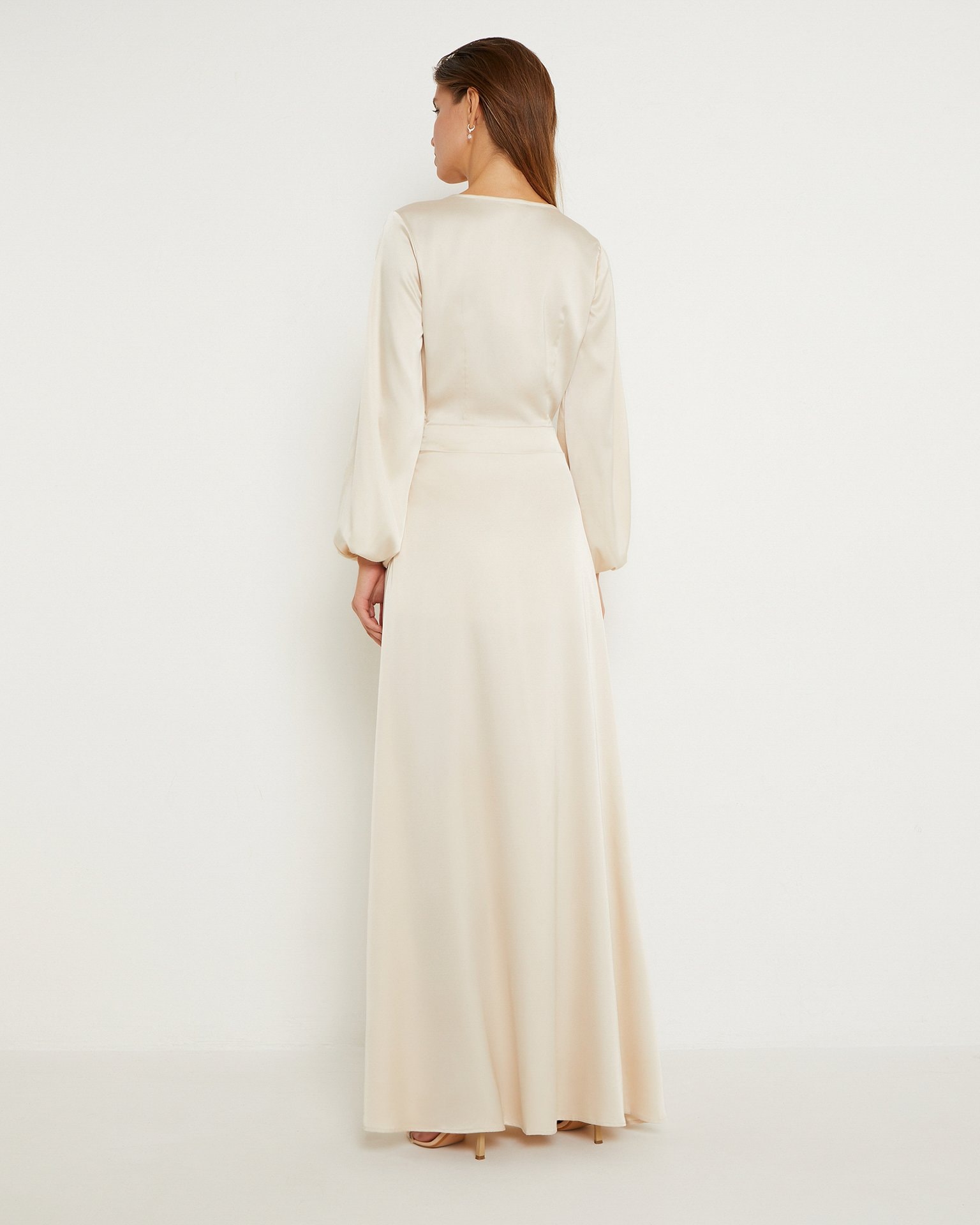 Satin dress in pearl colour, Pearl — photo 4