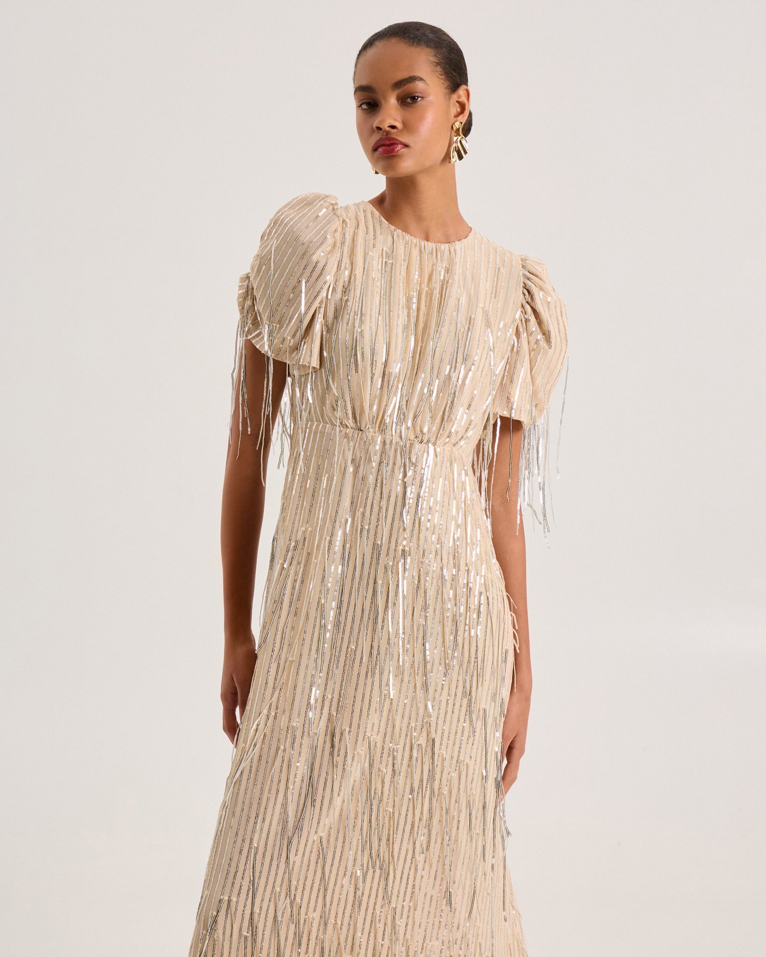 Beige sequin dress, Beige — photo 8