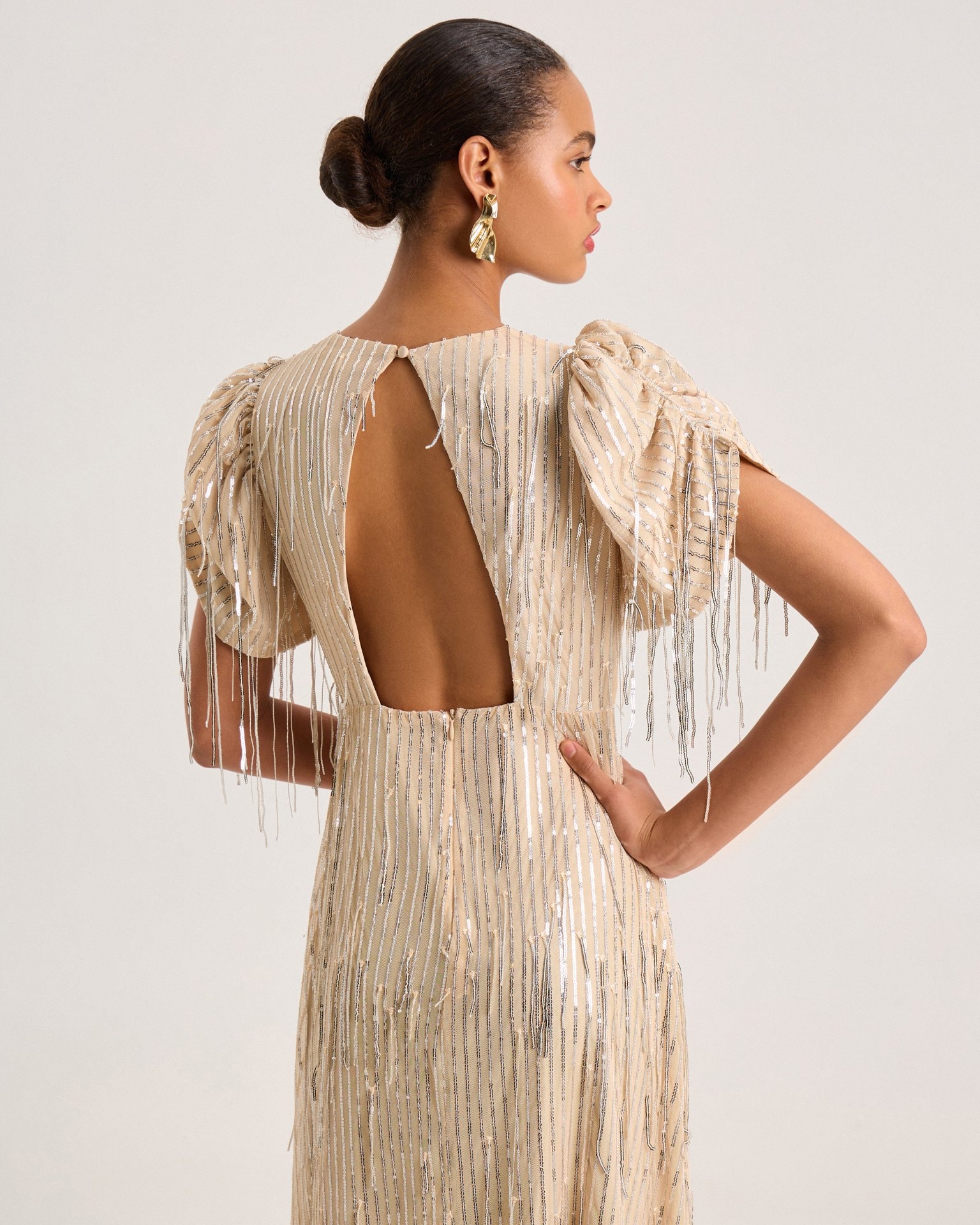 Beige sequin dress, Beige