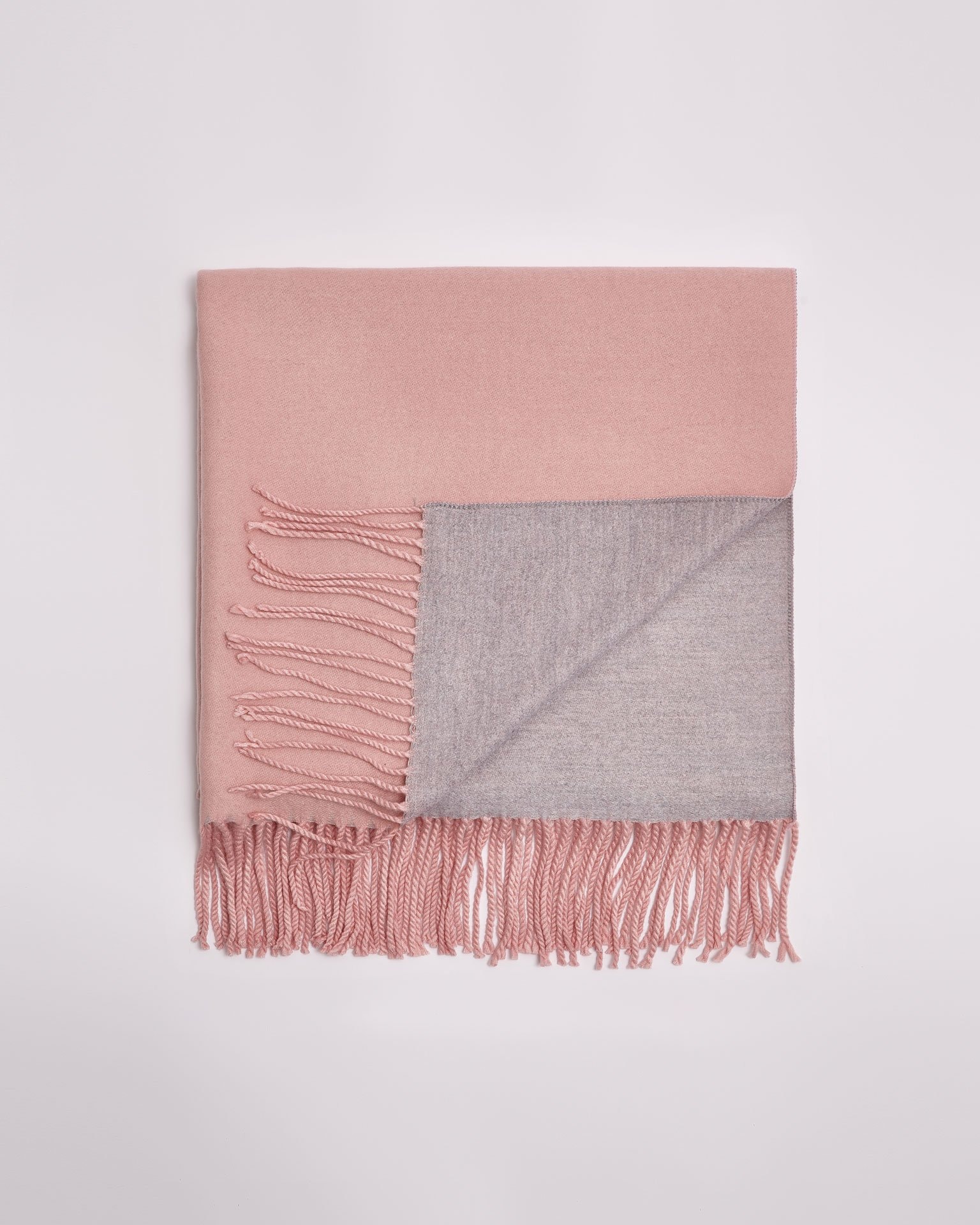 Reversible fringed scarf, Pink