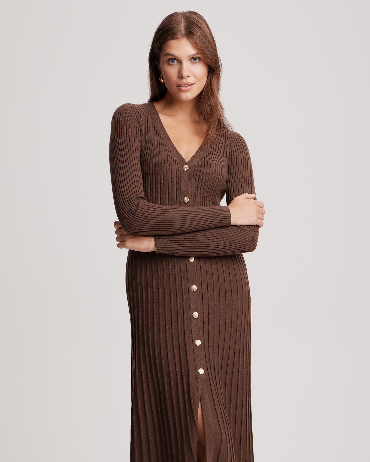 Chocolate knit dress, Brown