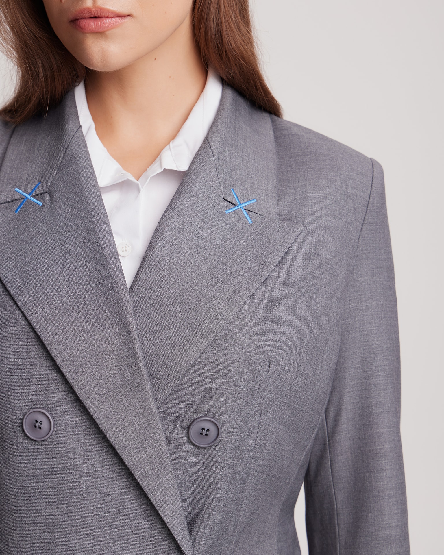Grey double-breasted blazer, Grey — photo 6