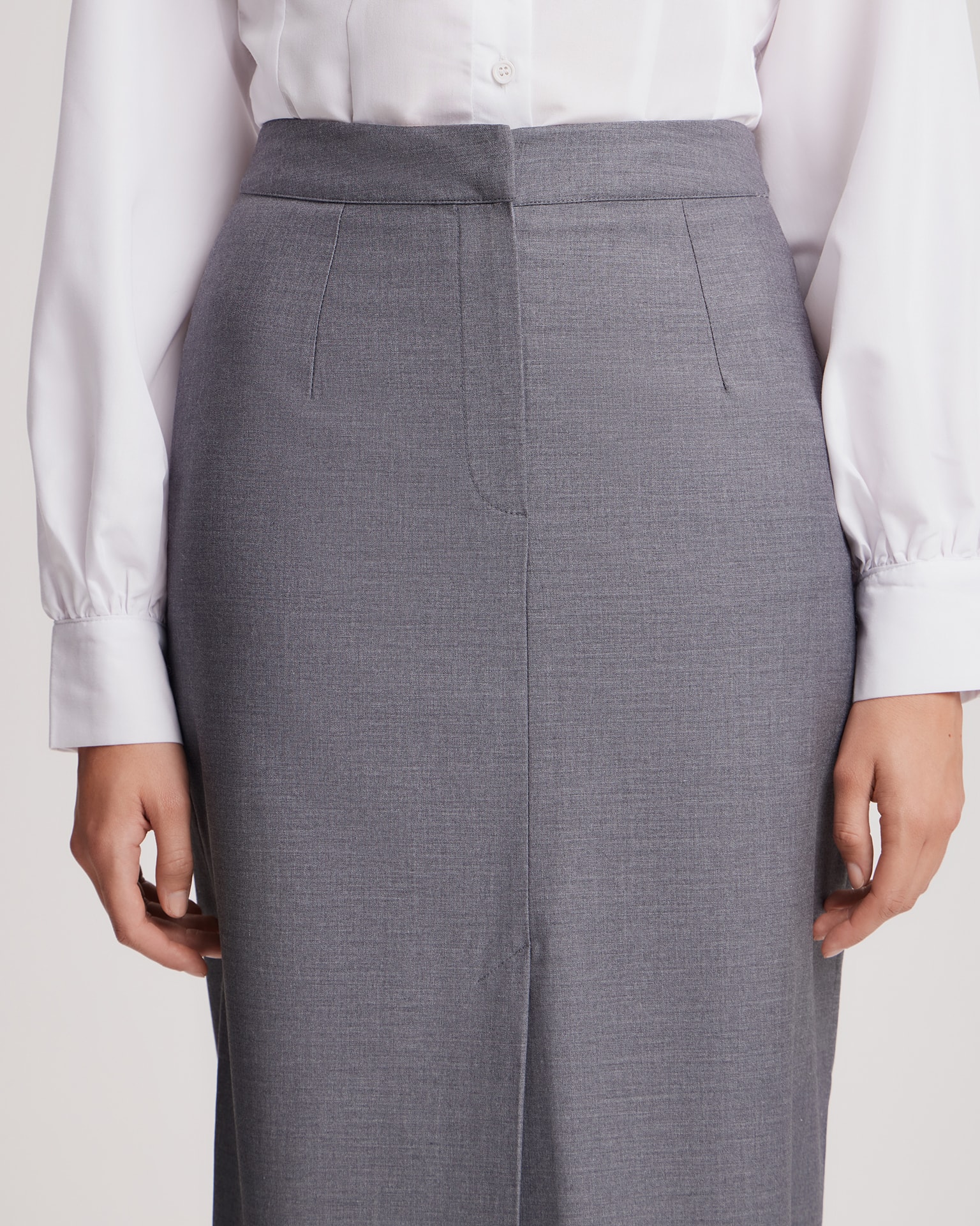 Straight skirt with a slit, Grey — photo 7