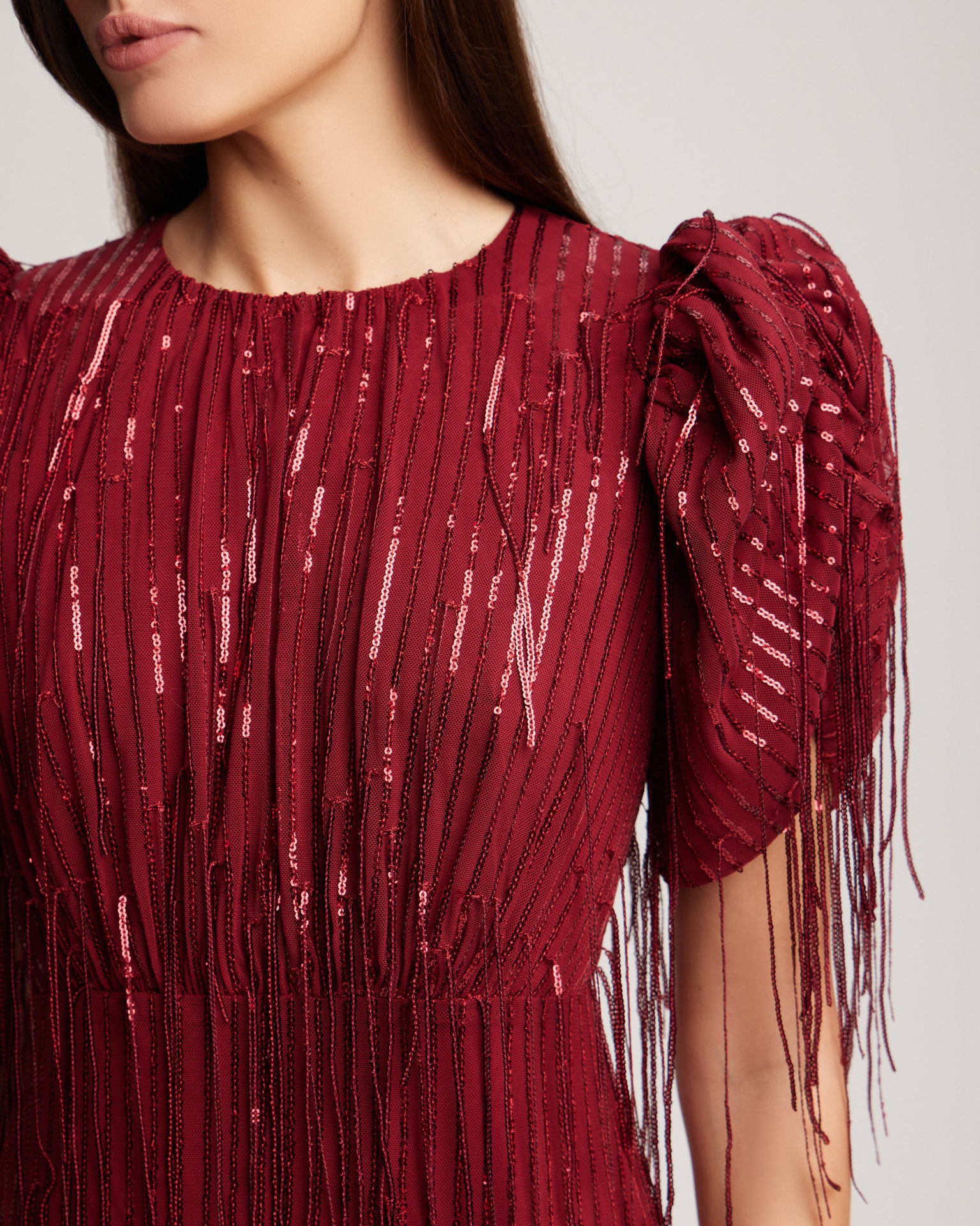 Sequinned dress in wine red, Burgundy — photo 4