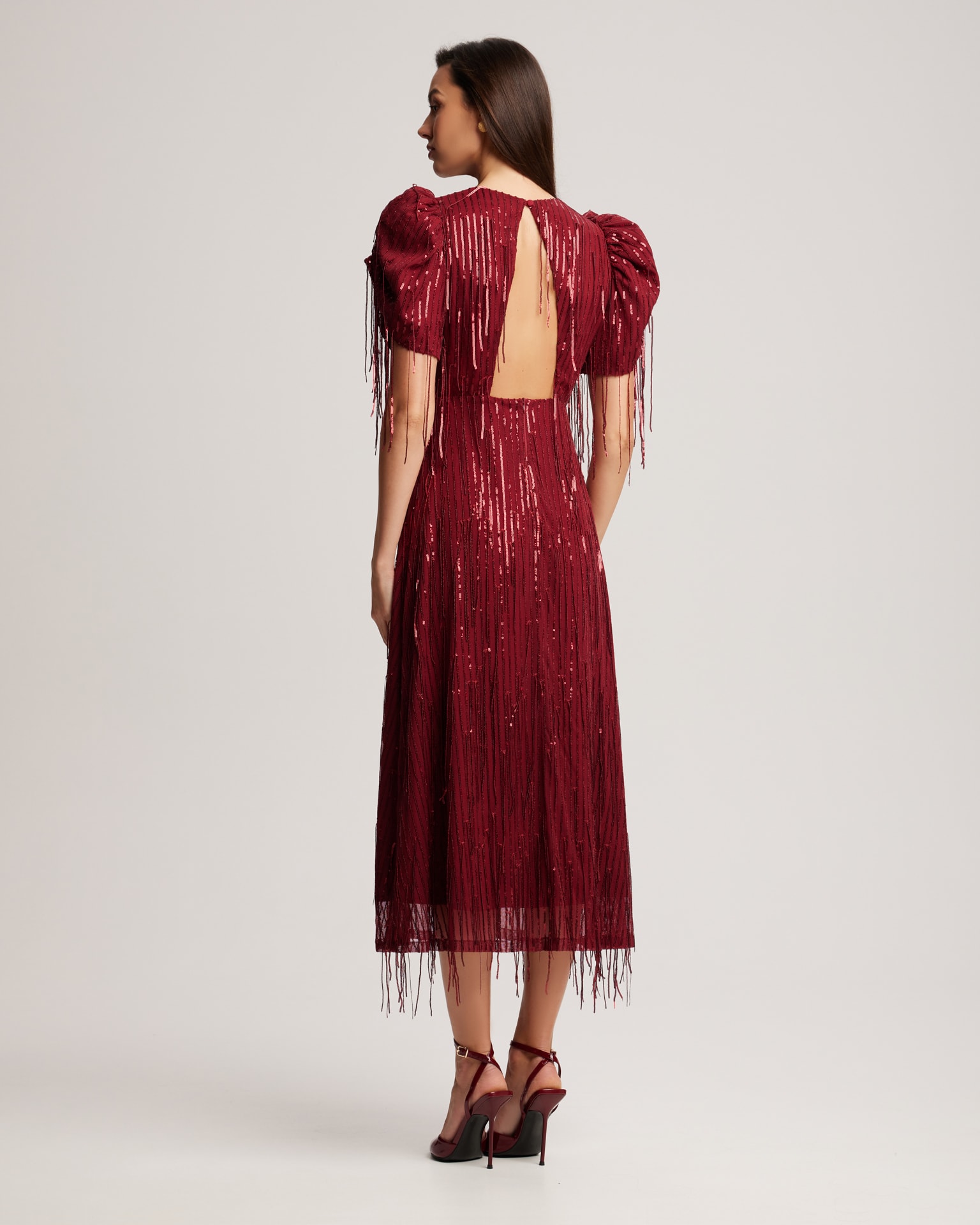 Sequinned dress in wine red, Burgundy — photo 5