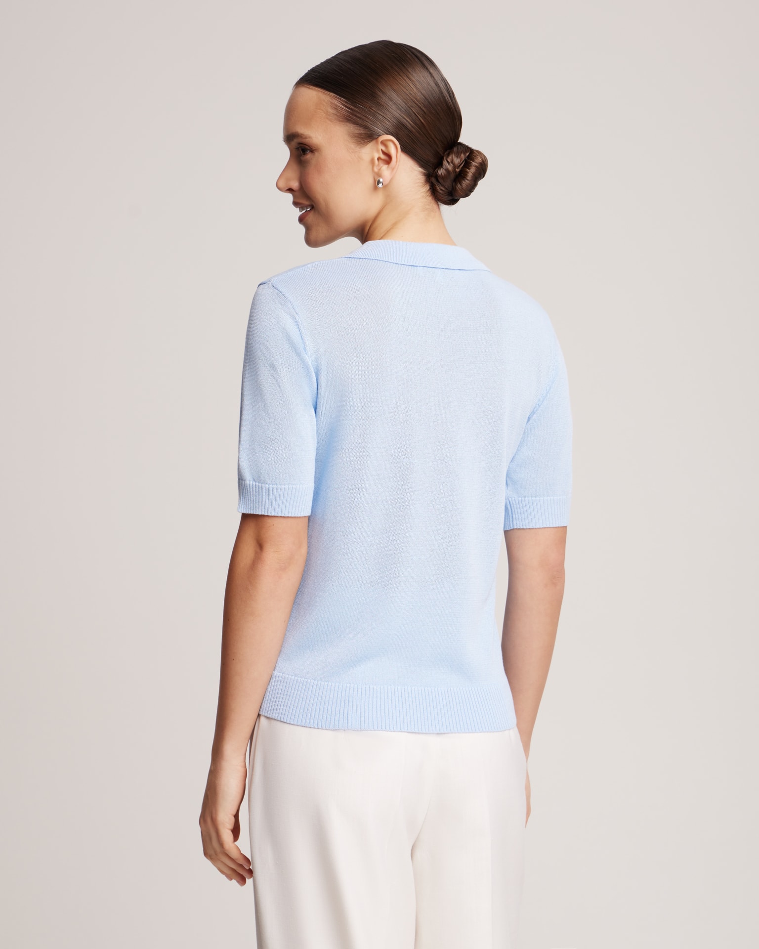 Knitted viscose polo, Blue — photo 3