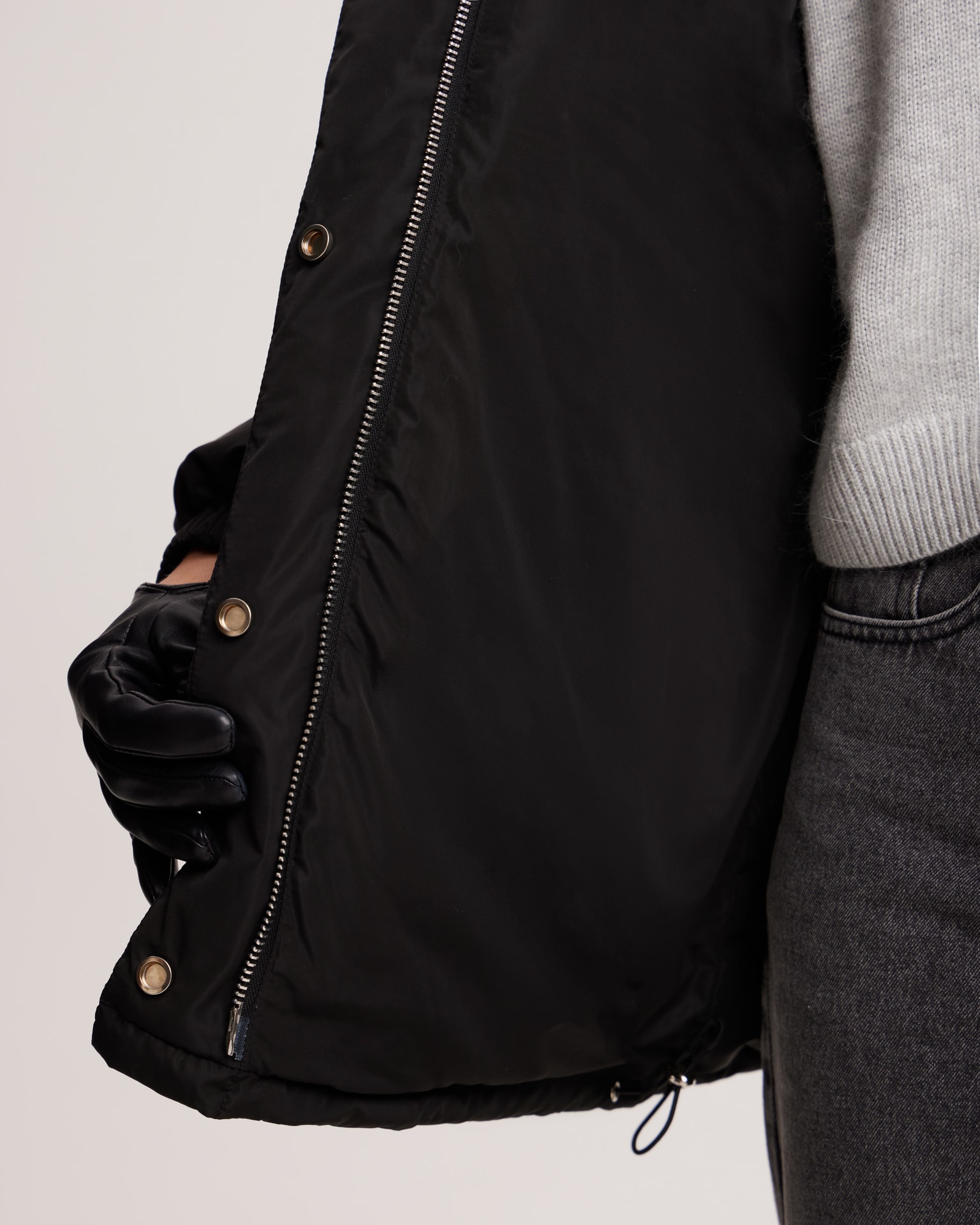 Longline jacket in black, Black — photo 8