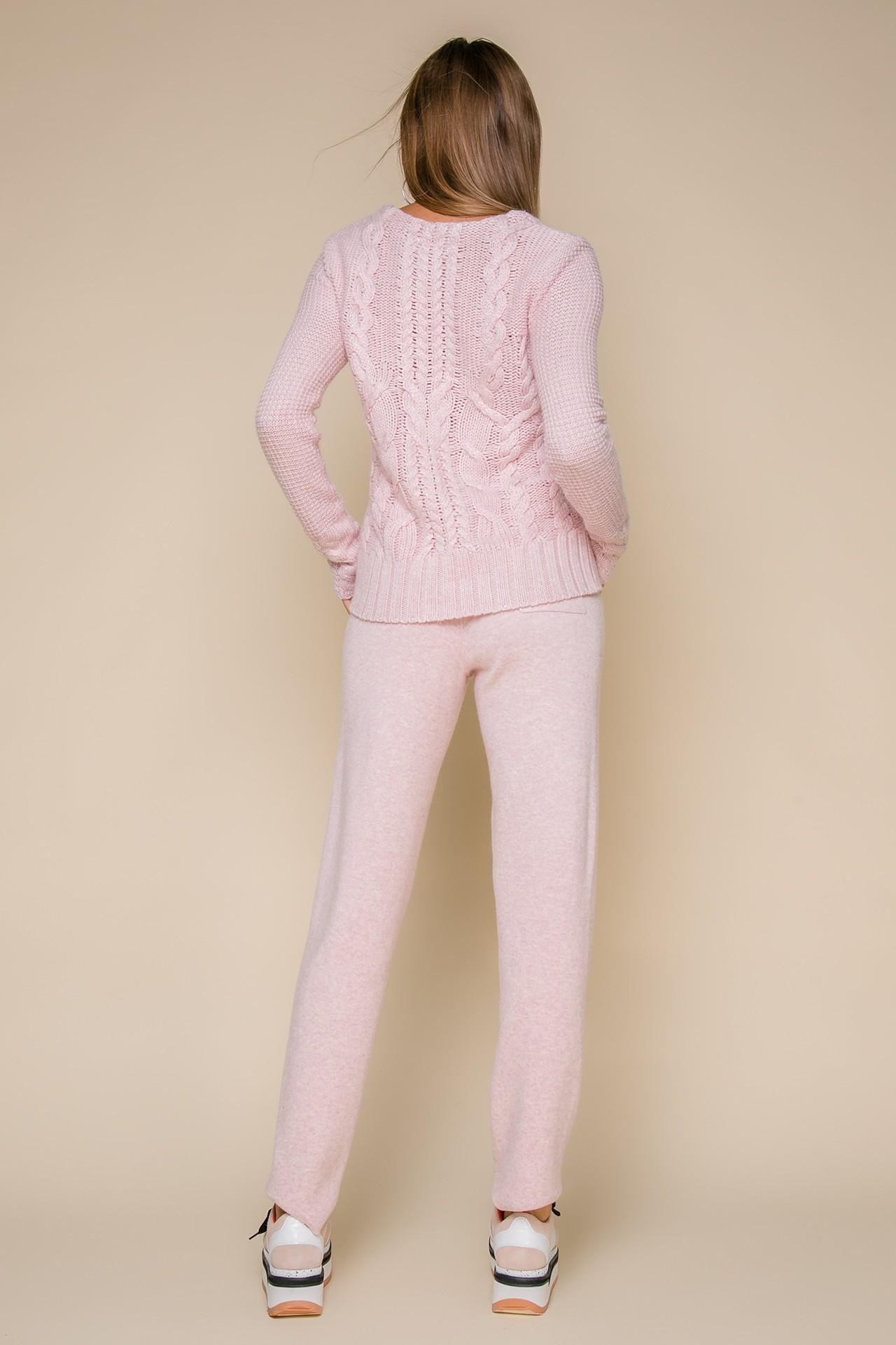 Cashmere trouser suit with a jumper featuring a textured knit, Pink — photo 5