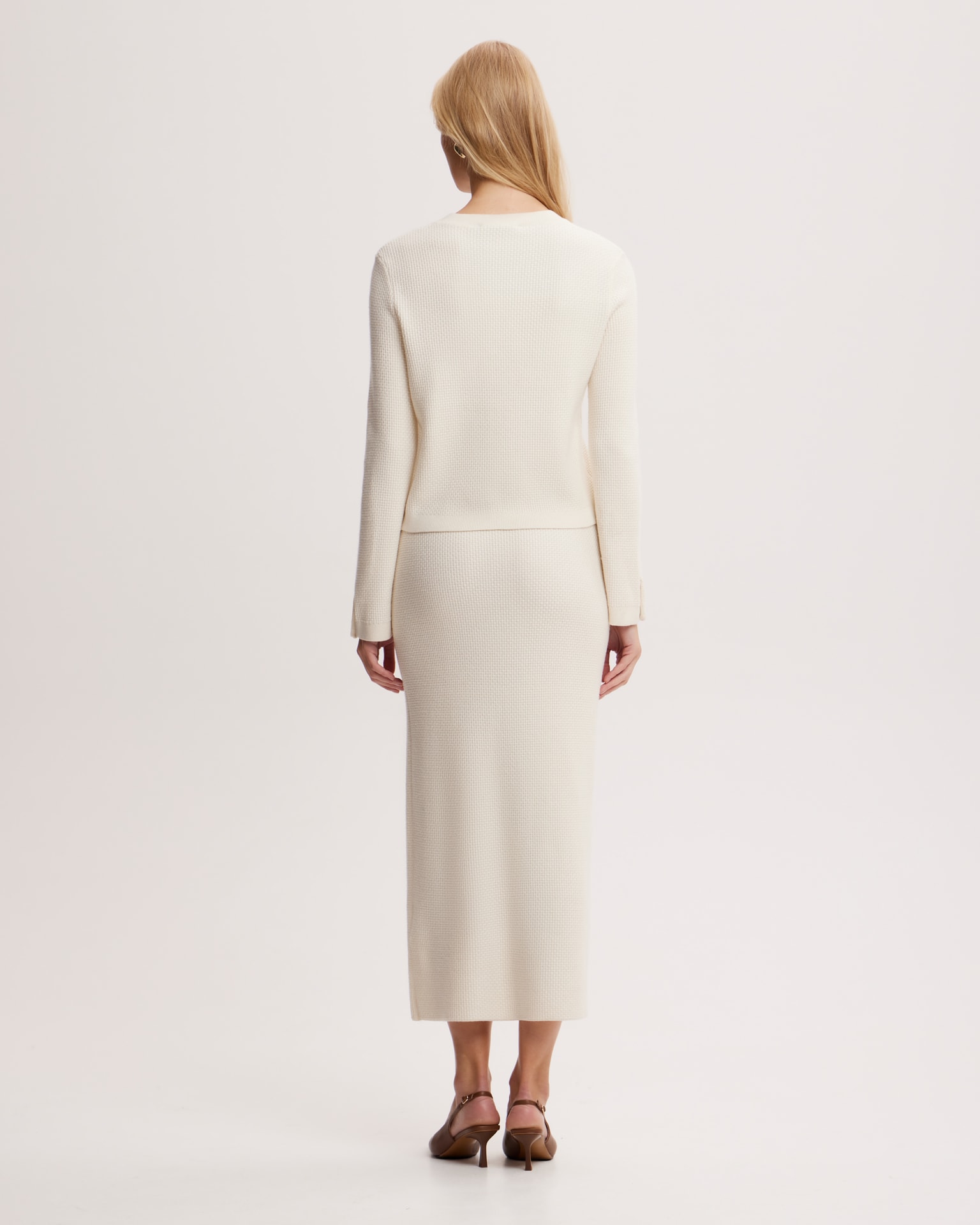Cream merino wool cardigan, Milk — photo 4