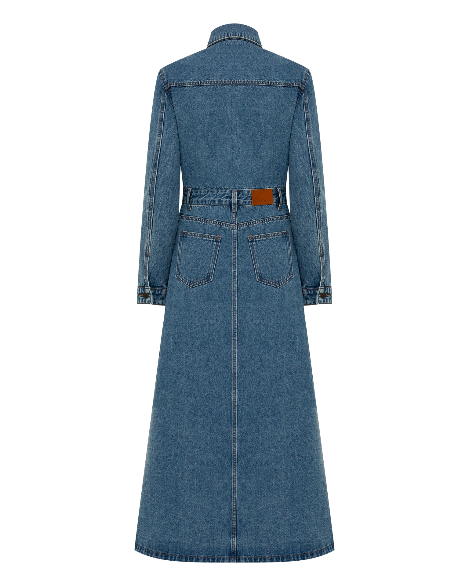 denim trench dress, blue — photo 6