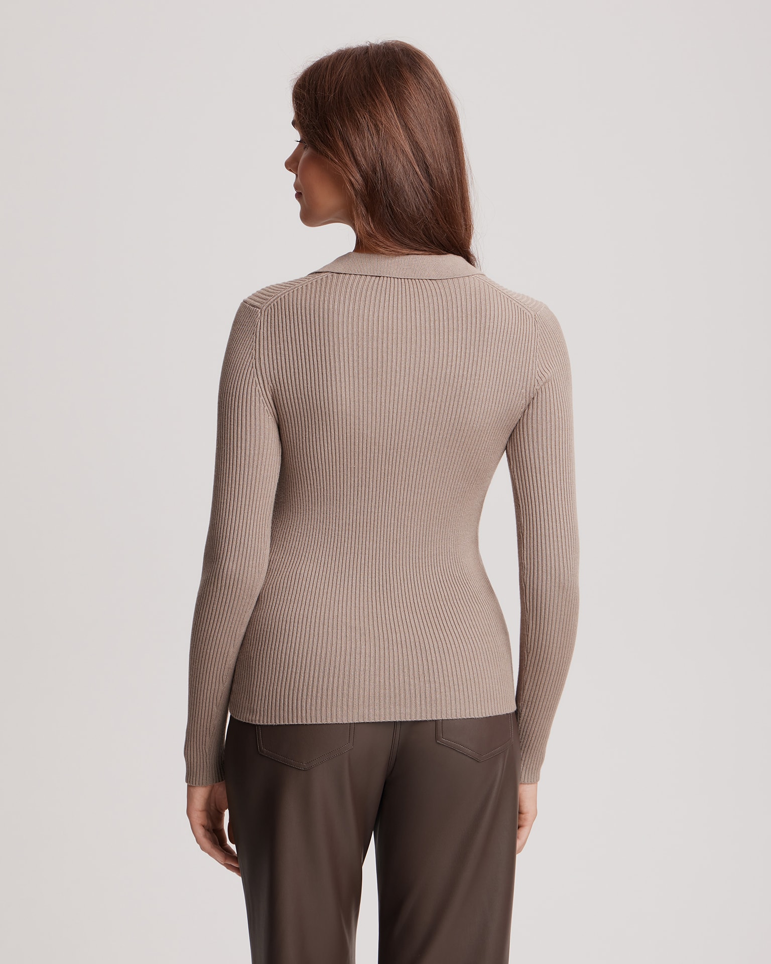 Long-sleeved polo shirt, Brown — photo 3