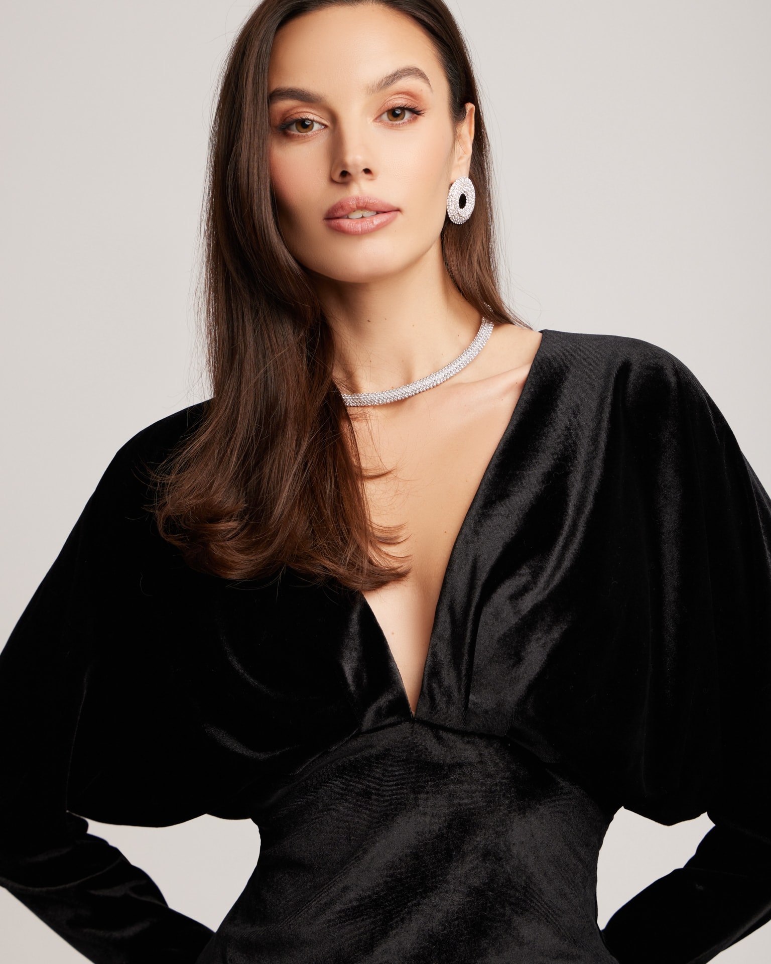 Black Velvet Dress, Black — photo 4