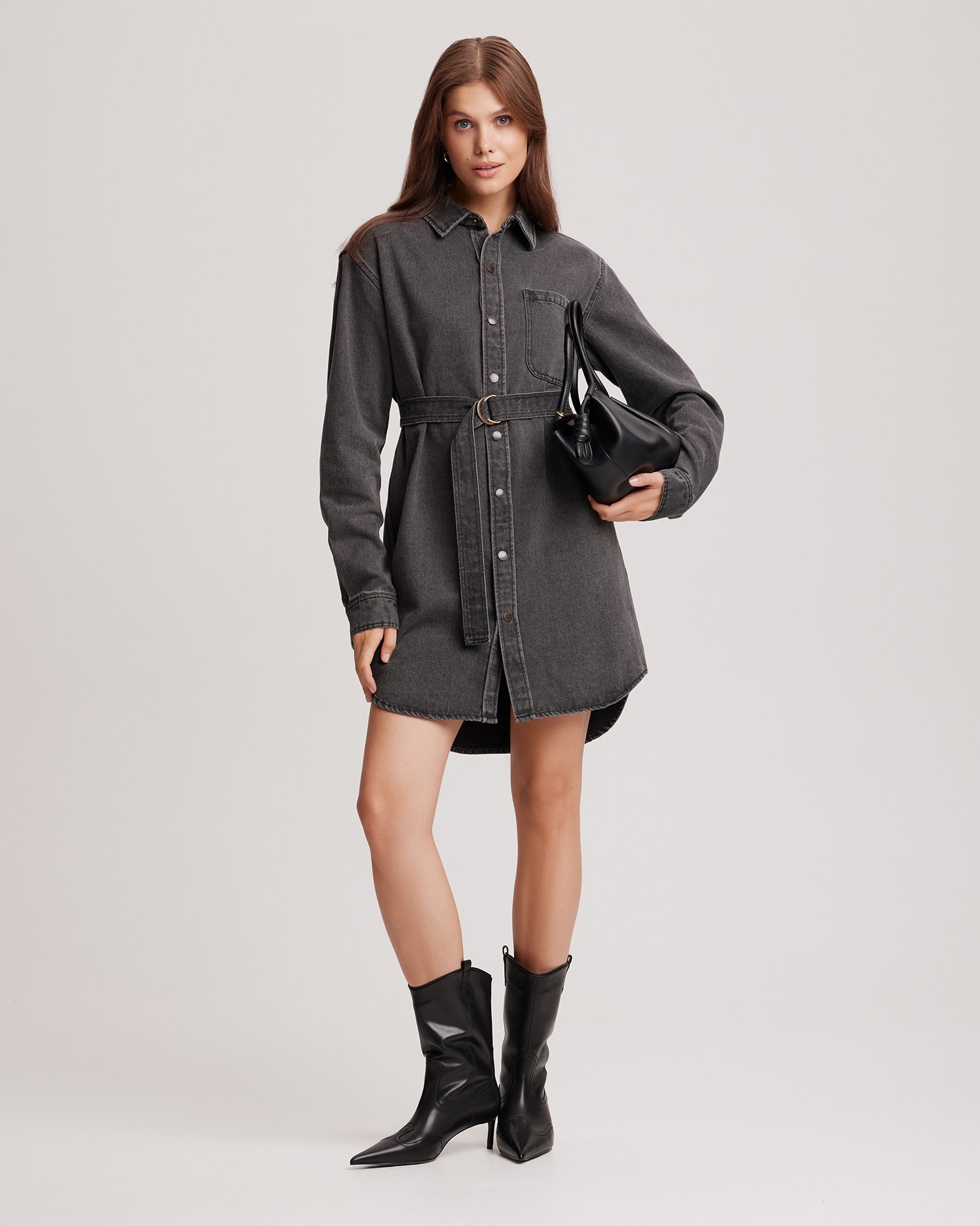 Denim dress, Grey