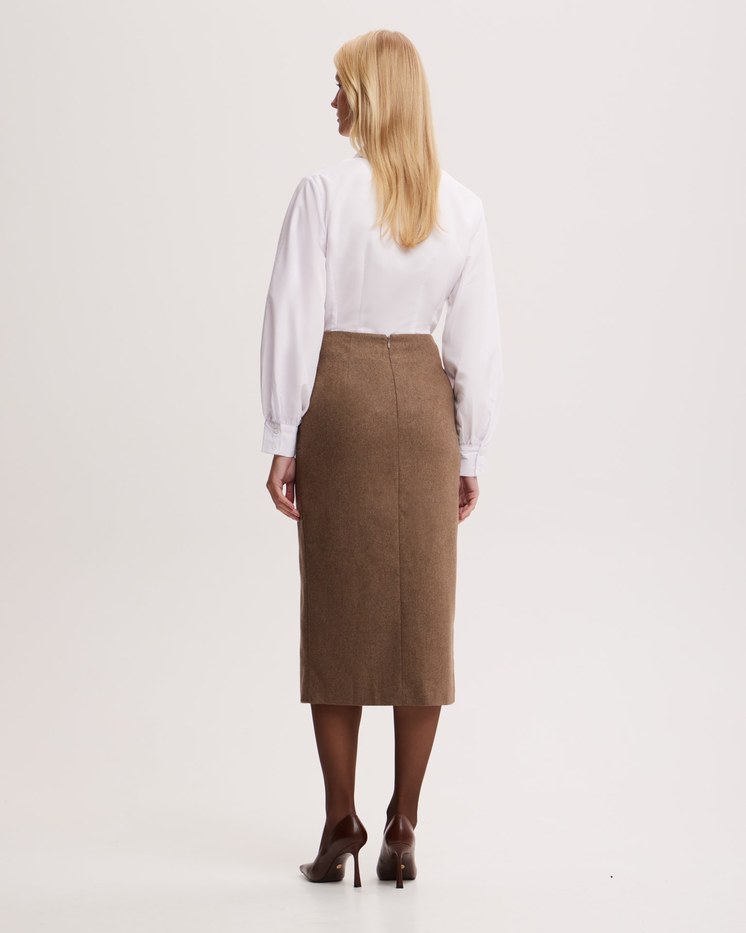Skirt with Patch Pockets, Brown — photo 5