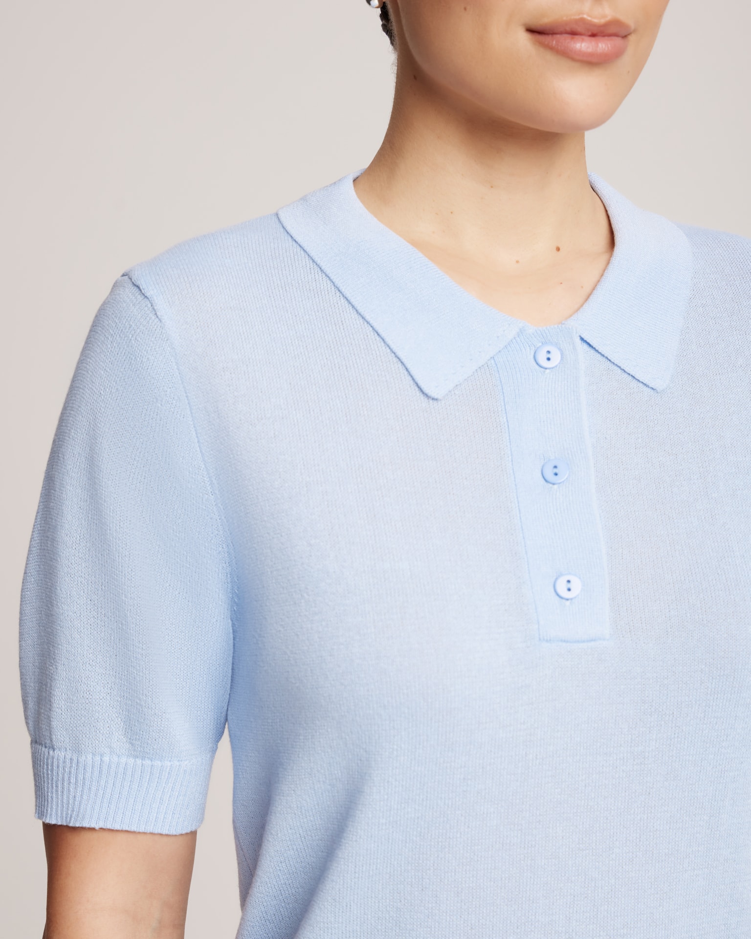 Knitted viscose polo, Blue — photo 5