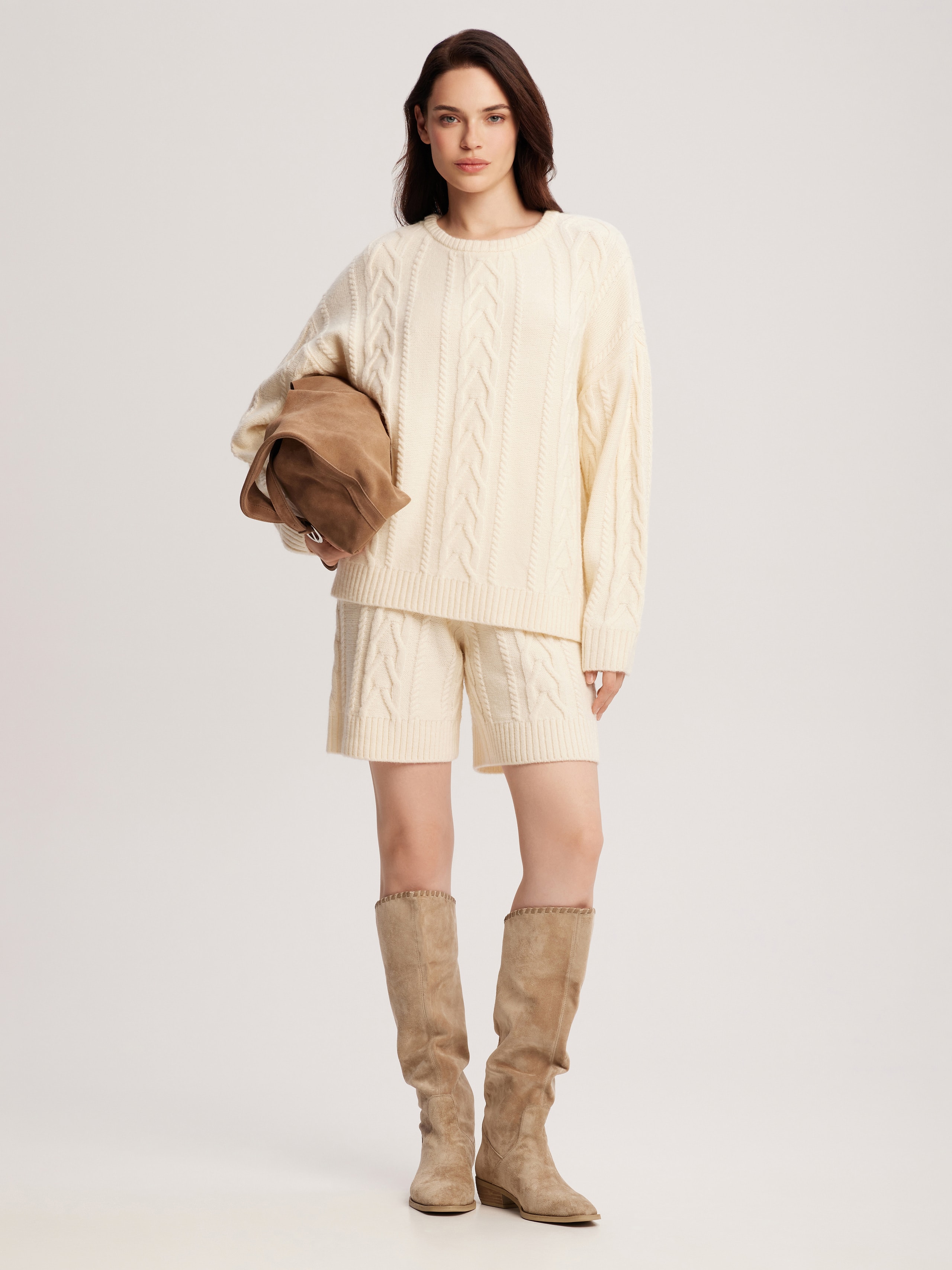 Knitted suit with shorts, Milk — photo 2