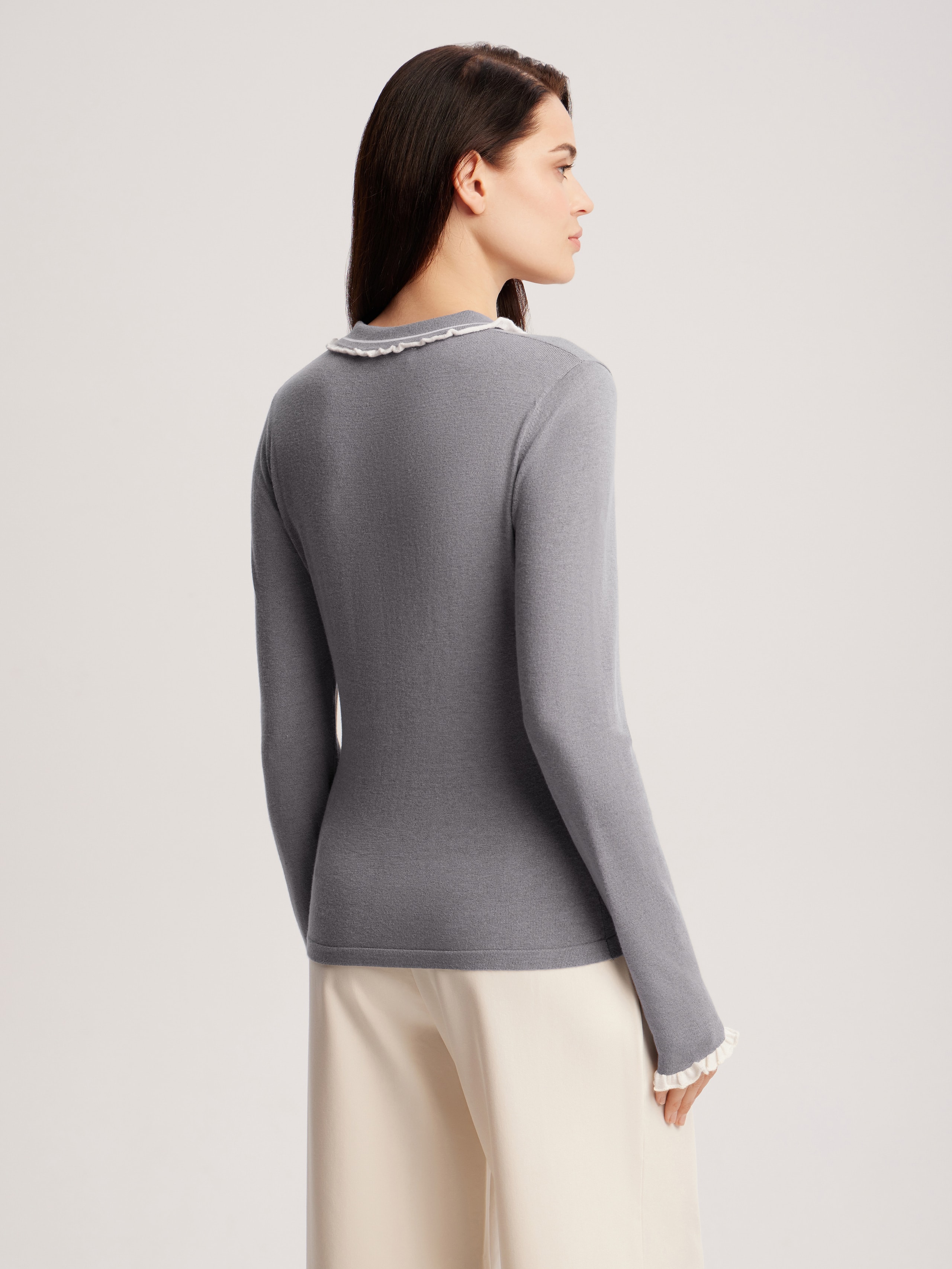 long-sleeved polo shirt, Gray — photo 6