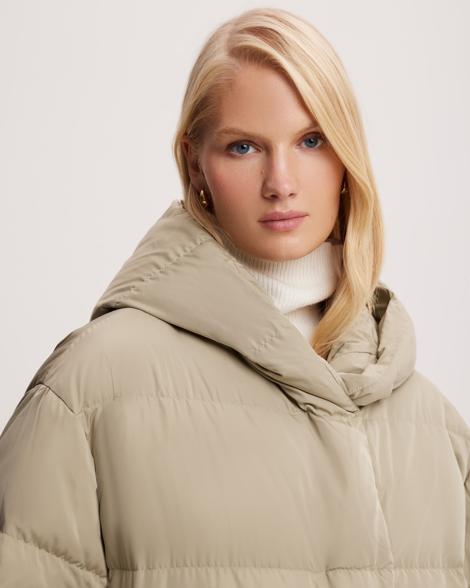 Khaki puffer jacket with snap fasteners, Khaki — photo 6