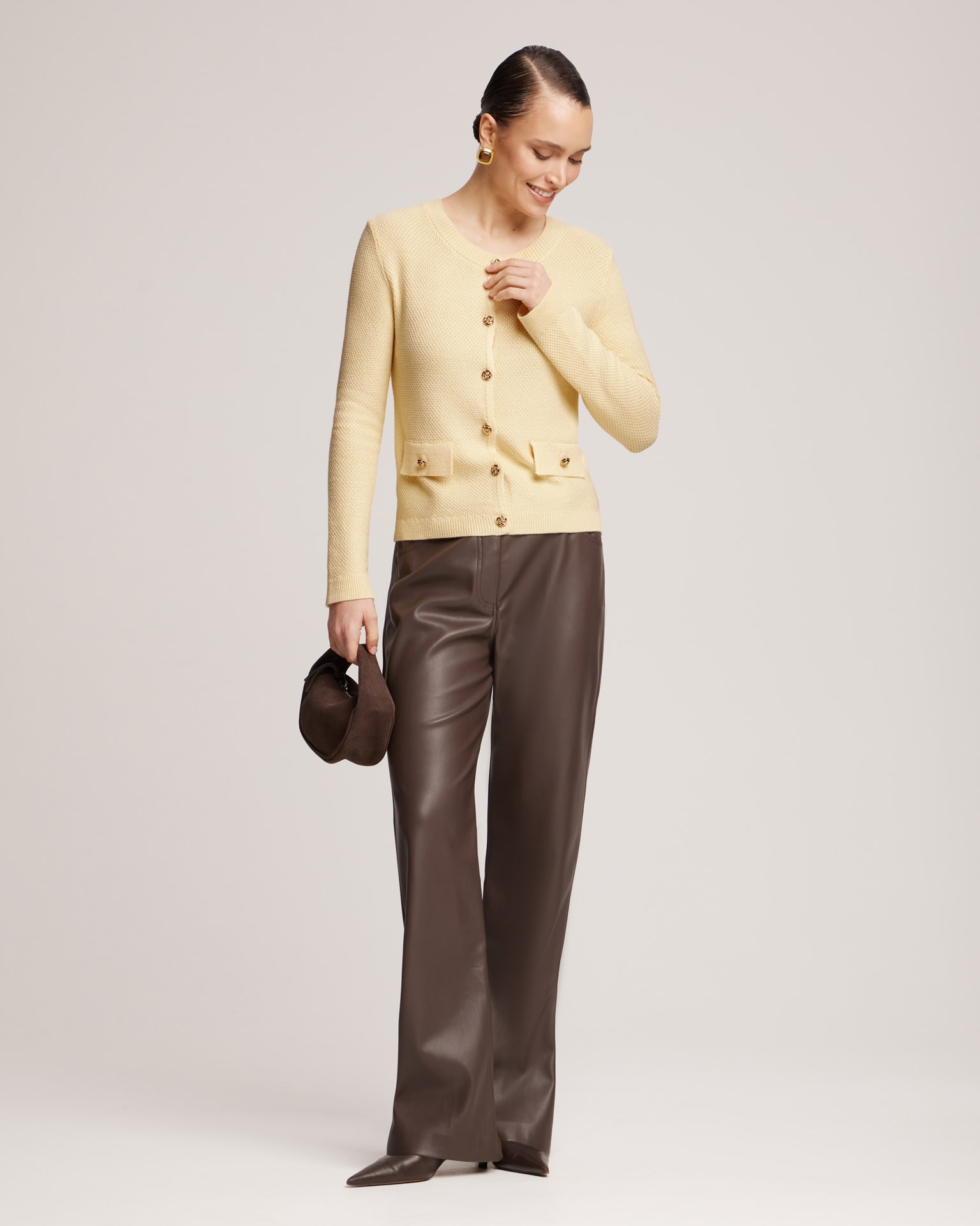 light yellow cardigan, Yellow — photo 4