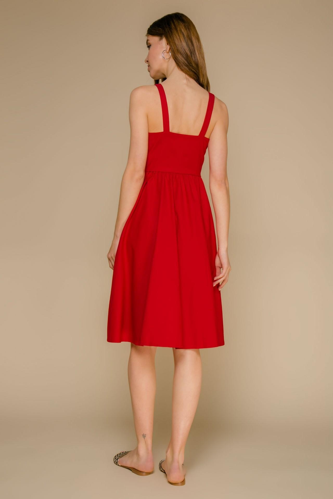 Striking pinafore with a corset-style bodice, Red — photo 5