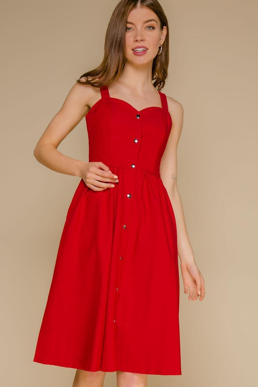 Striking pinafore with a corset-style bodice, Red — photo 3