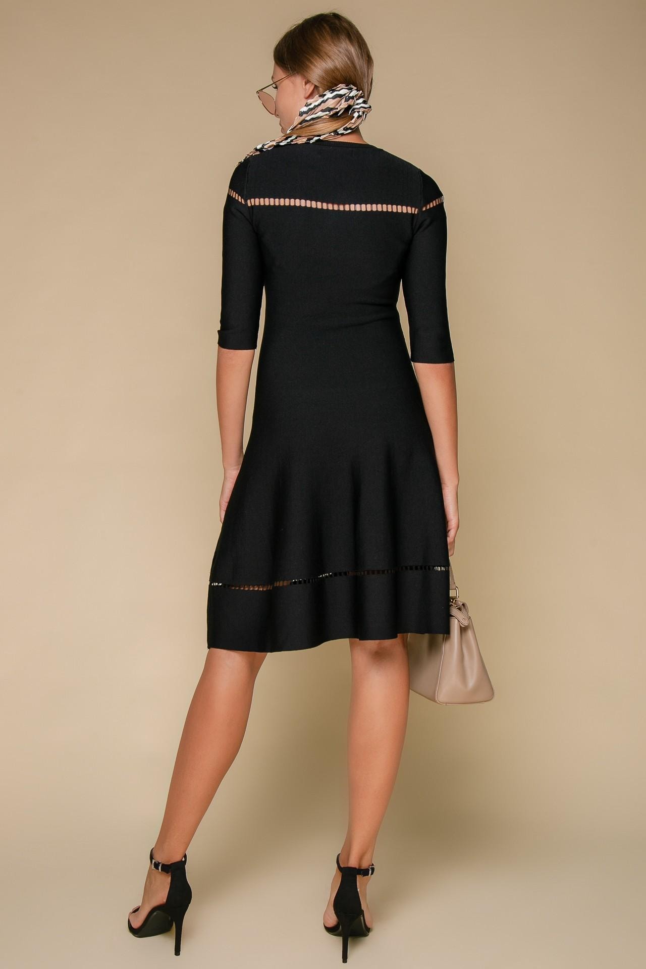 A minimalist dress in an elasticated fabric with perforation, Black — photo 5