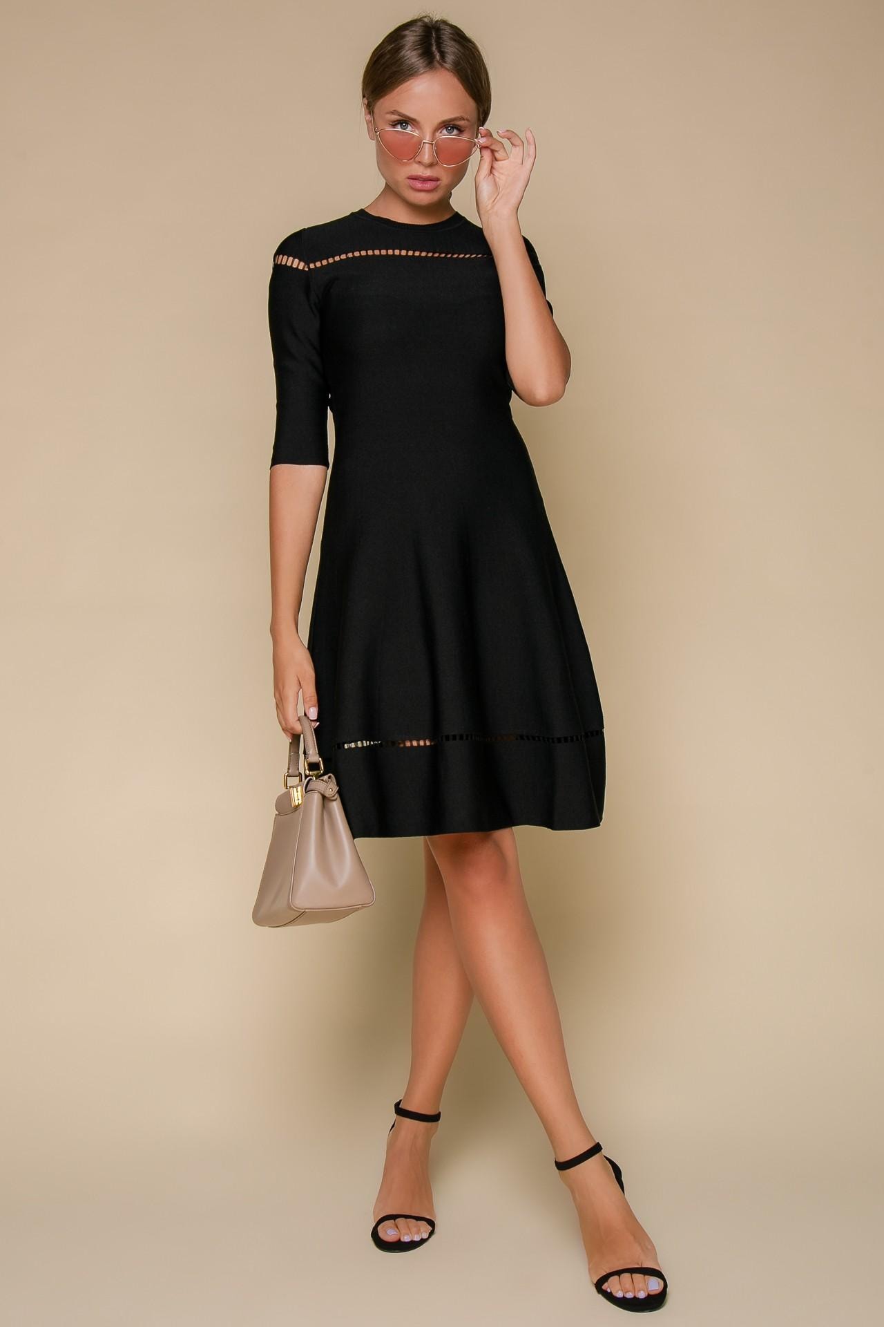 A minimalist dress in an elasticated fabric with perforation, Black