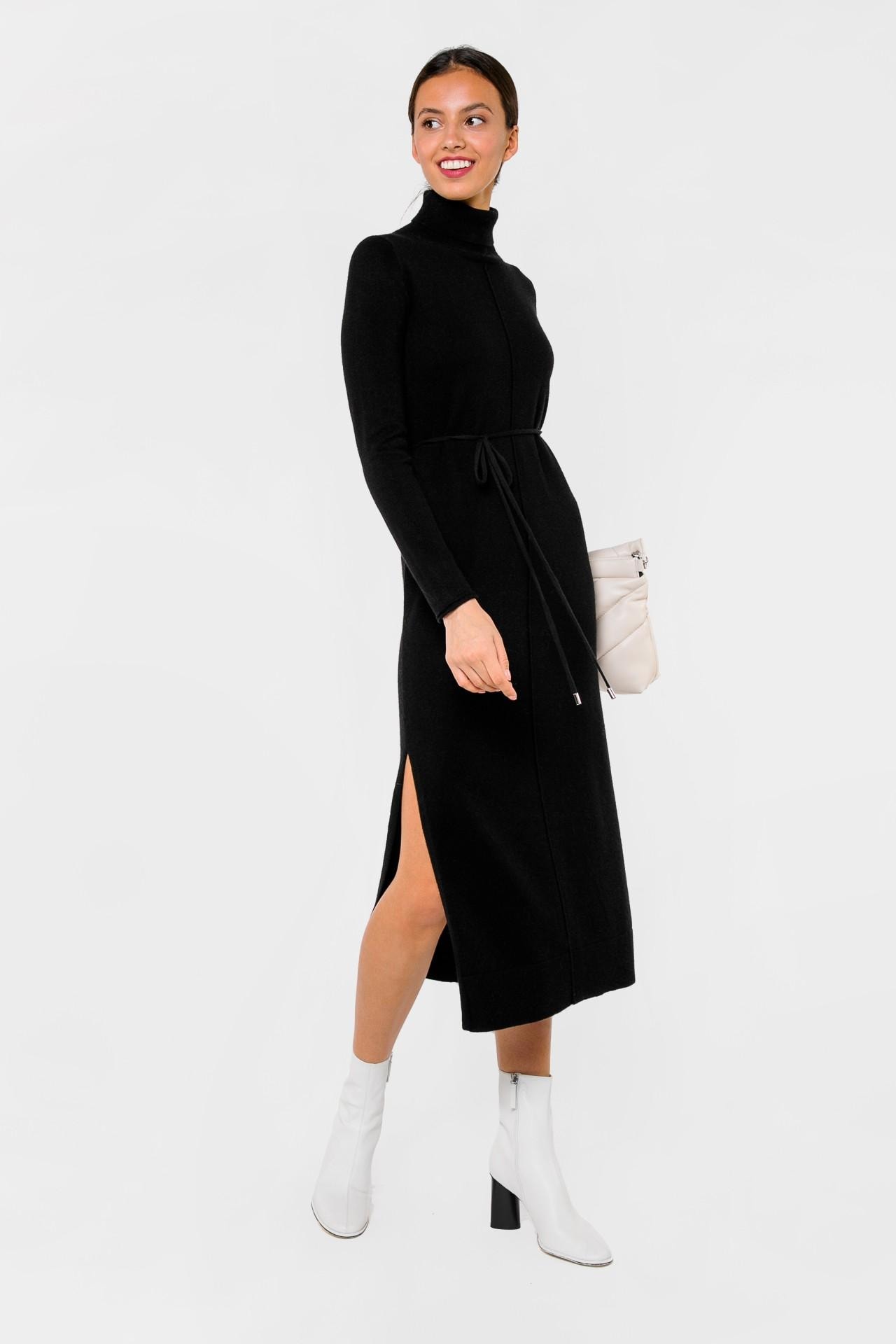 Concise black knitted dress, Black — photo 3