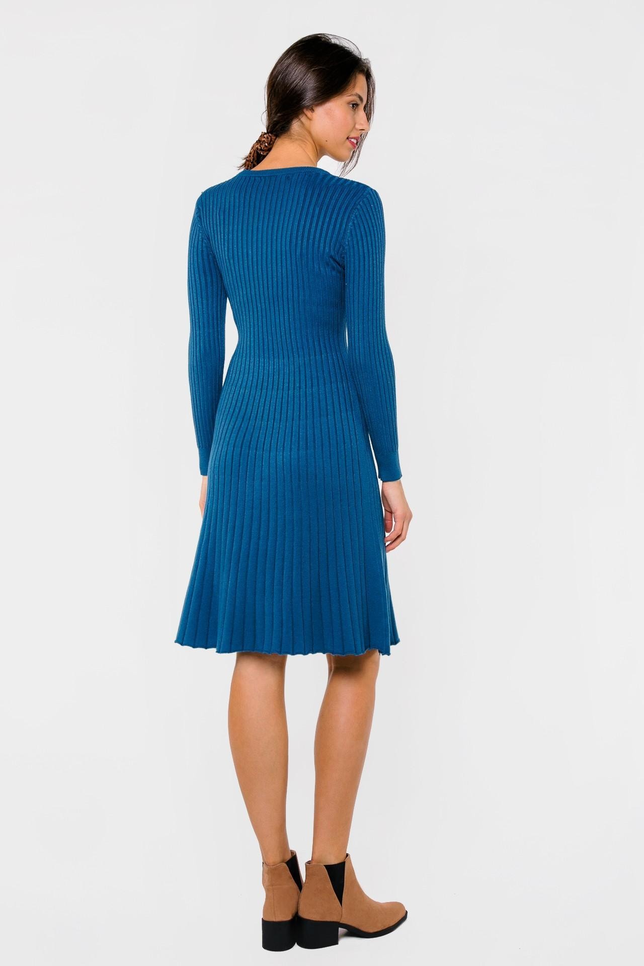 Solid-coloured spaghetti strap dress with a flared skirt, Blue — photo 3
