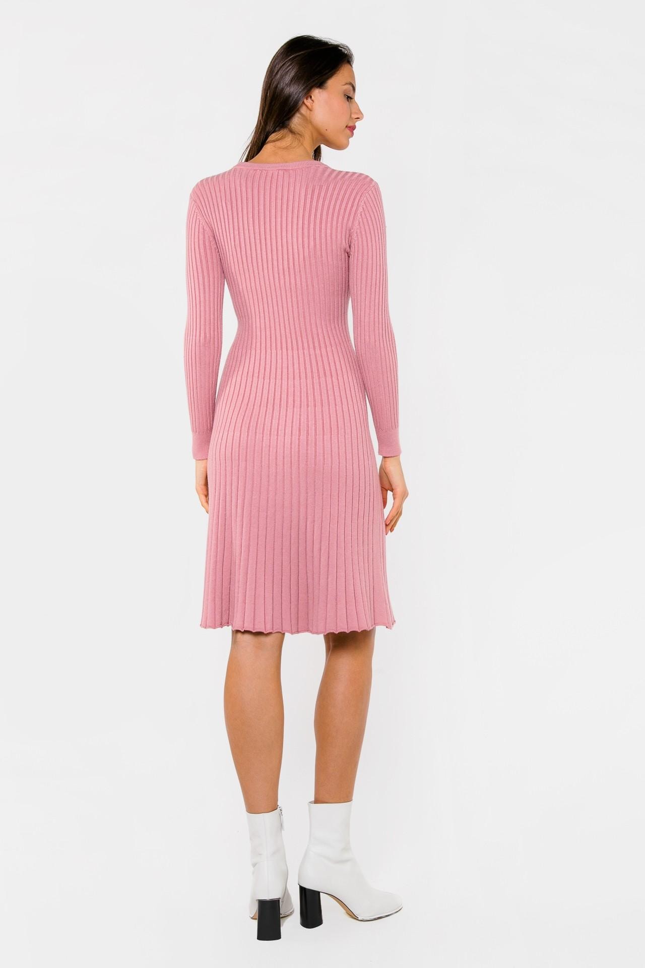 Spaghetti strap dress with long sleeves and a slightly flared skirt, Pink — photo 5