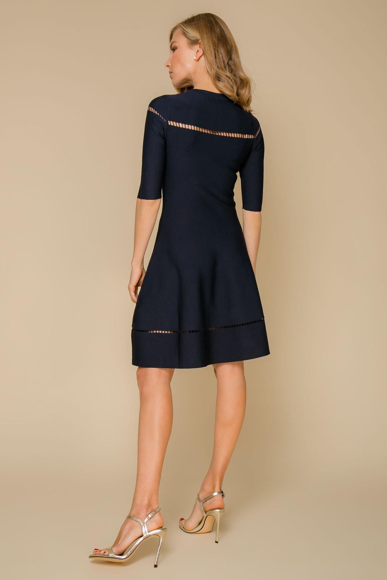 Fitted silhouette dress with a bell skirt, Blue — photo 5
