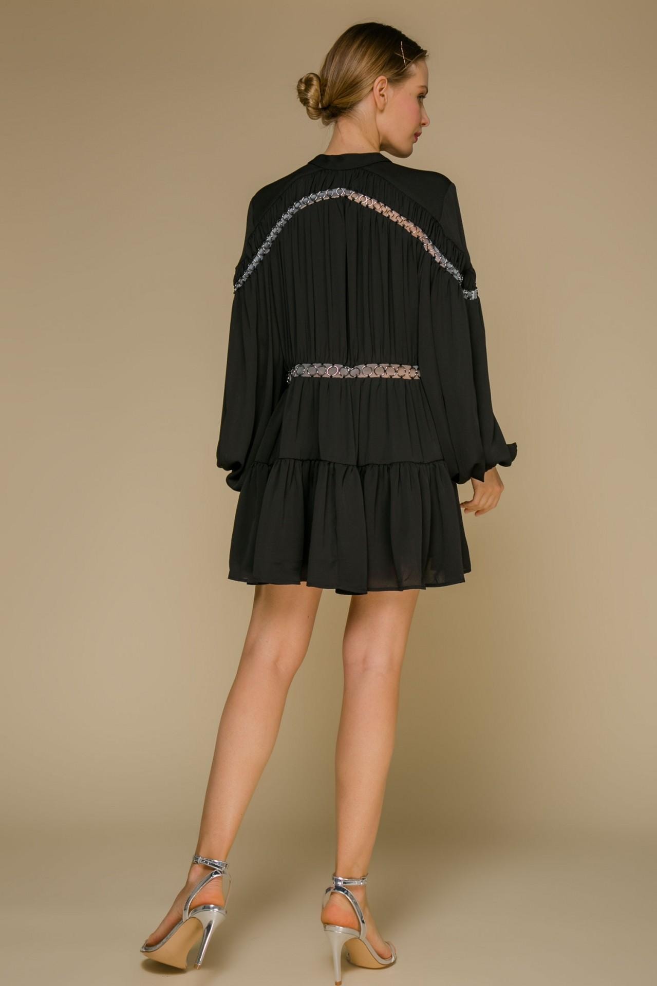 Babydoll dress with eyelets, Black — photo 5