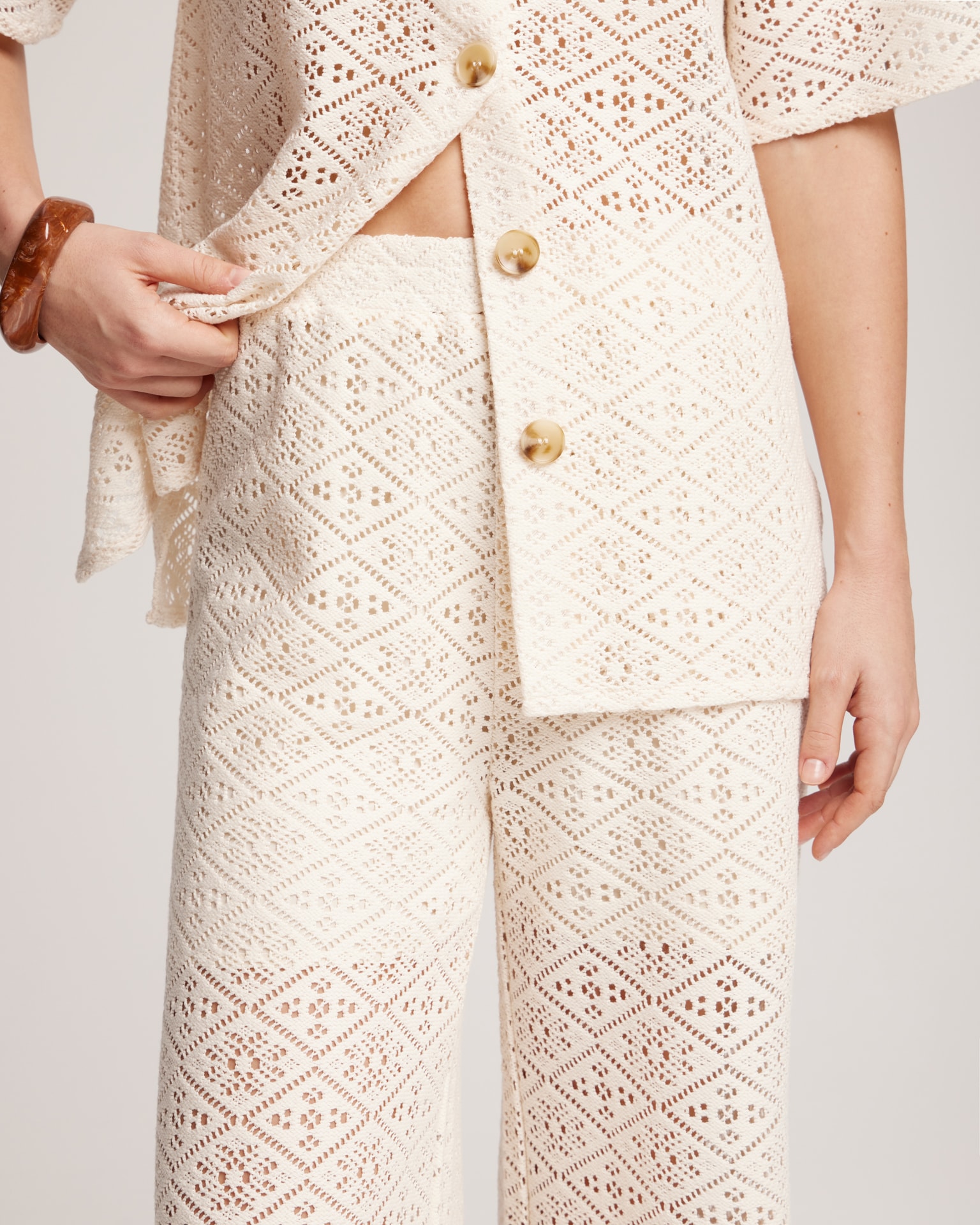 Suit with crochet trousers, Beige — photo 4