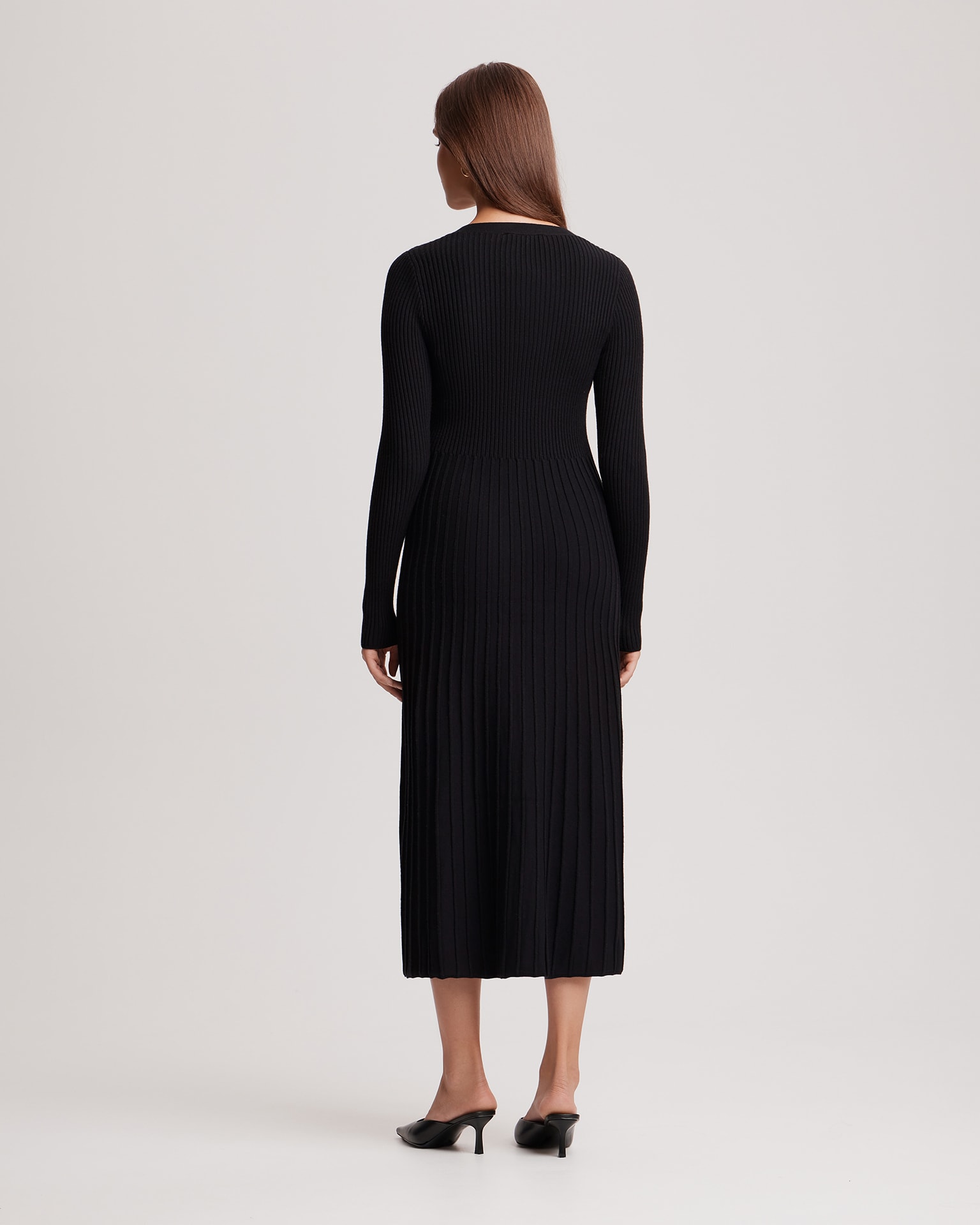 Dress with V-neck, Black — photo 3