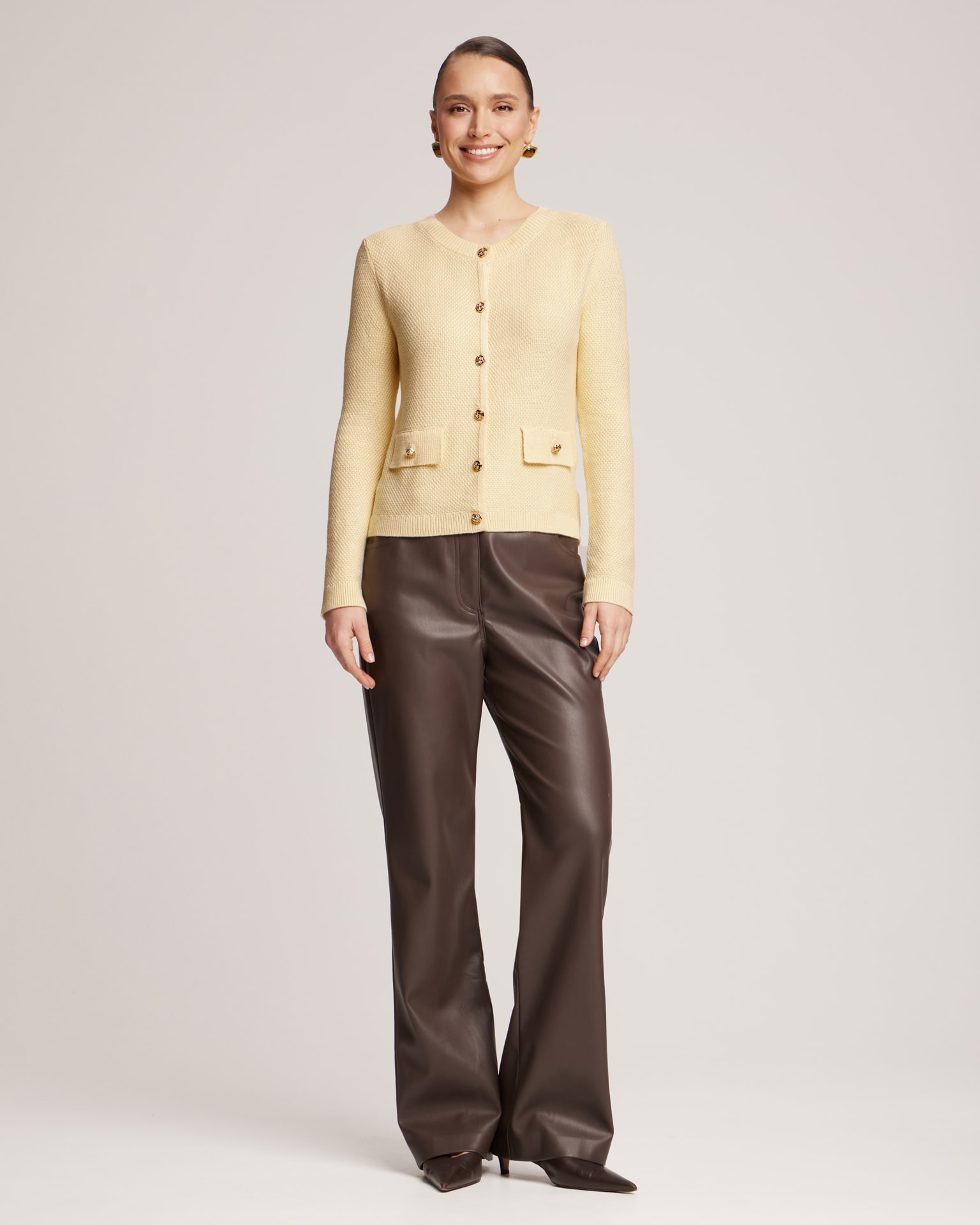 light yellow cardigan, Yellow — photo 2