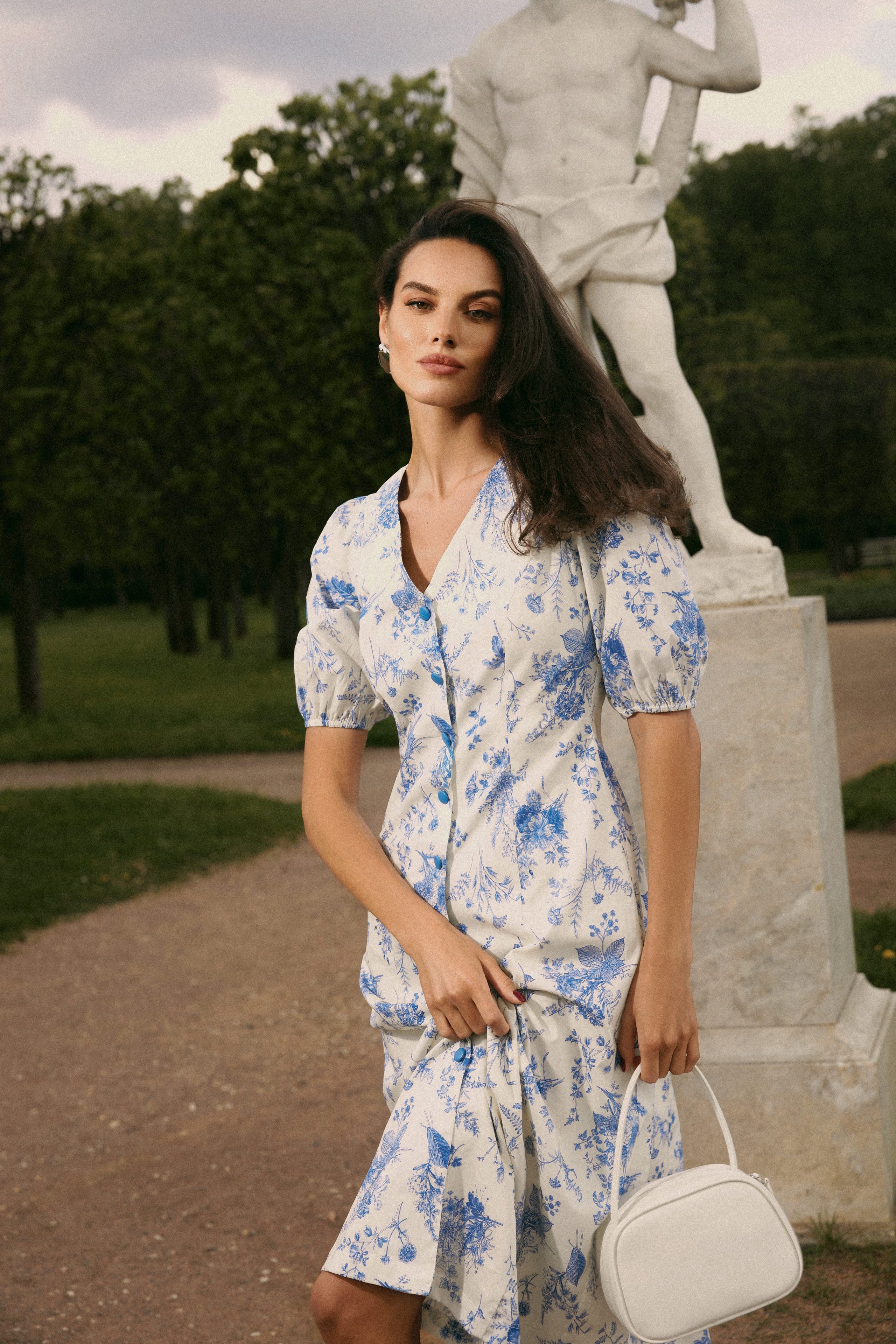 Dress with Flora print, White