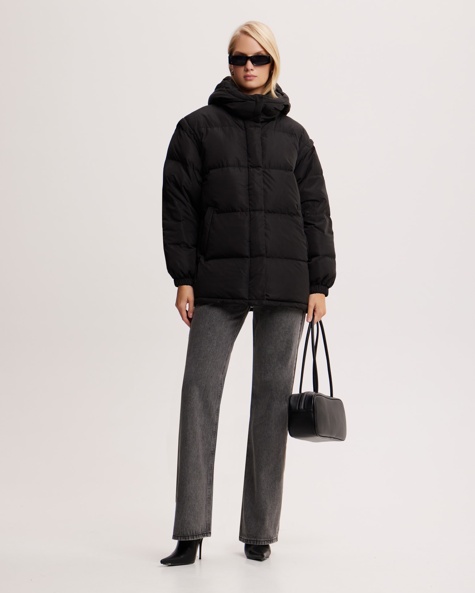 Longline jacket in black, Black