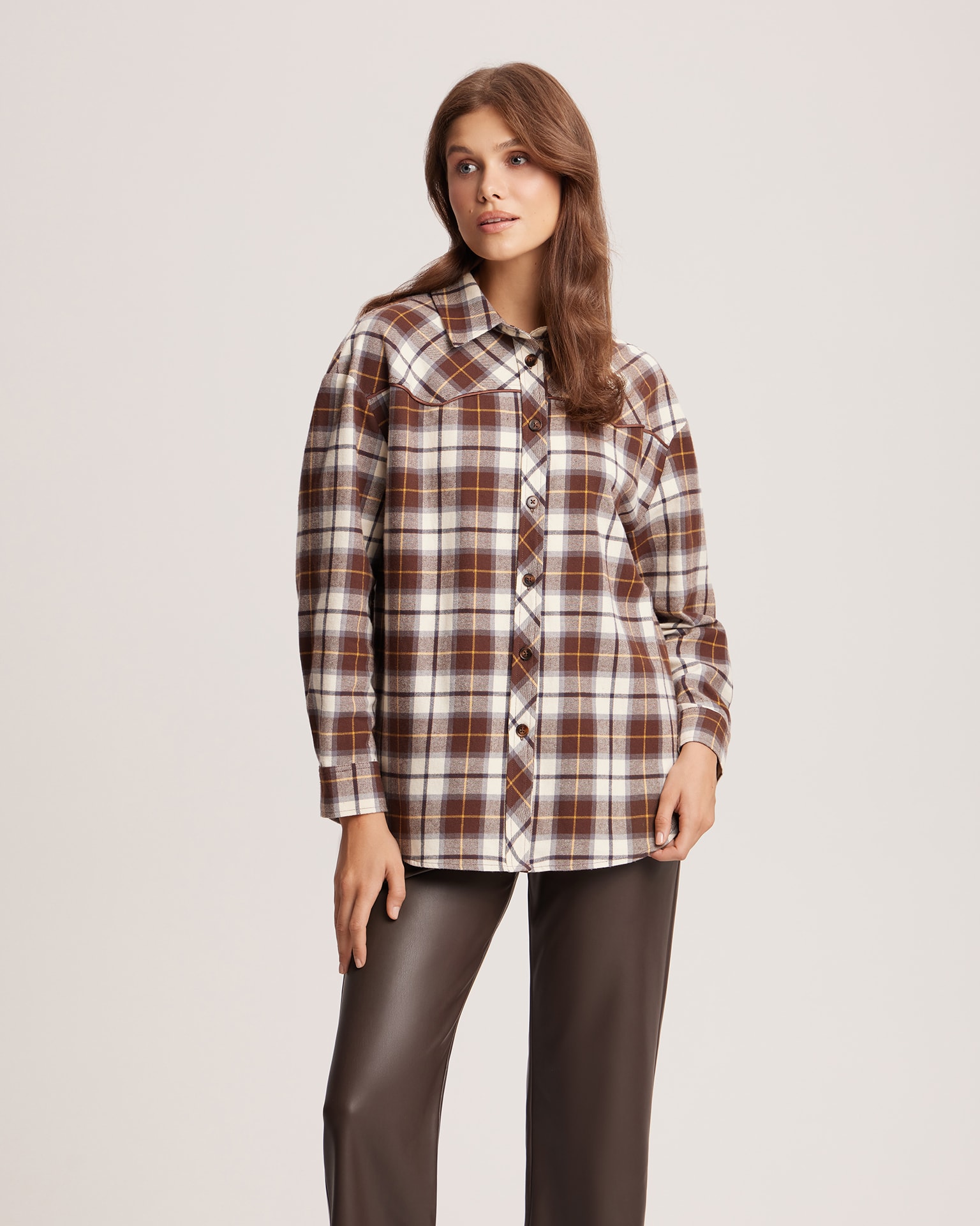 Checked shirt, Cappuccino — photo 4