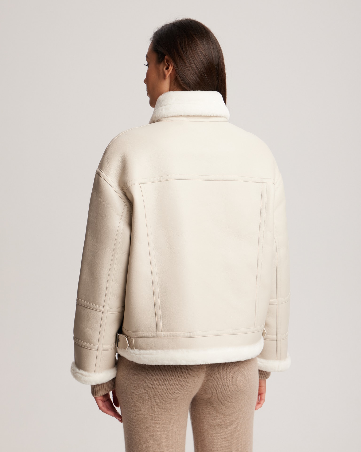 Faux shearling jacket, Beige — photo 8