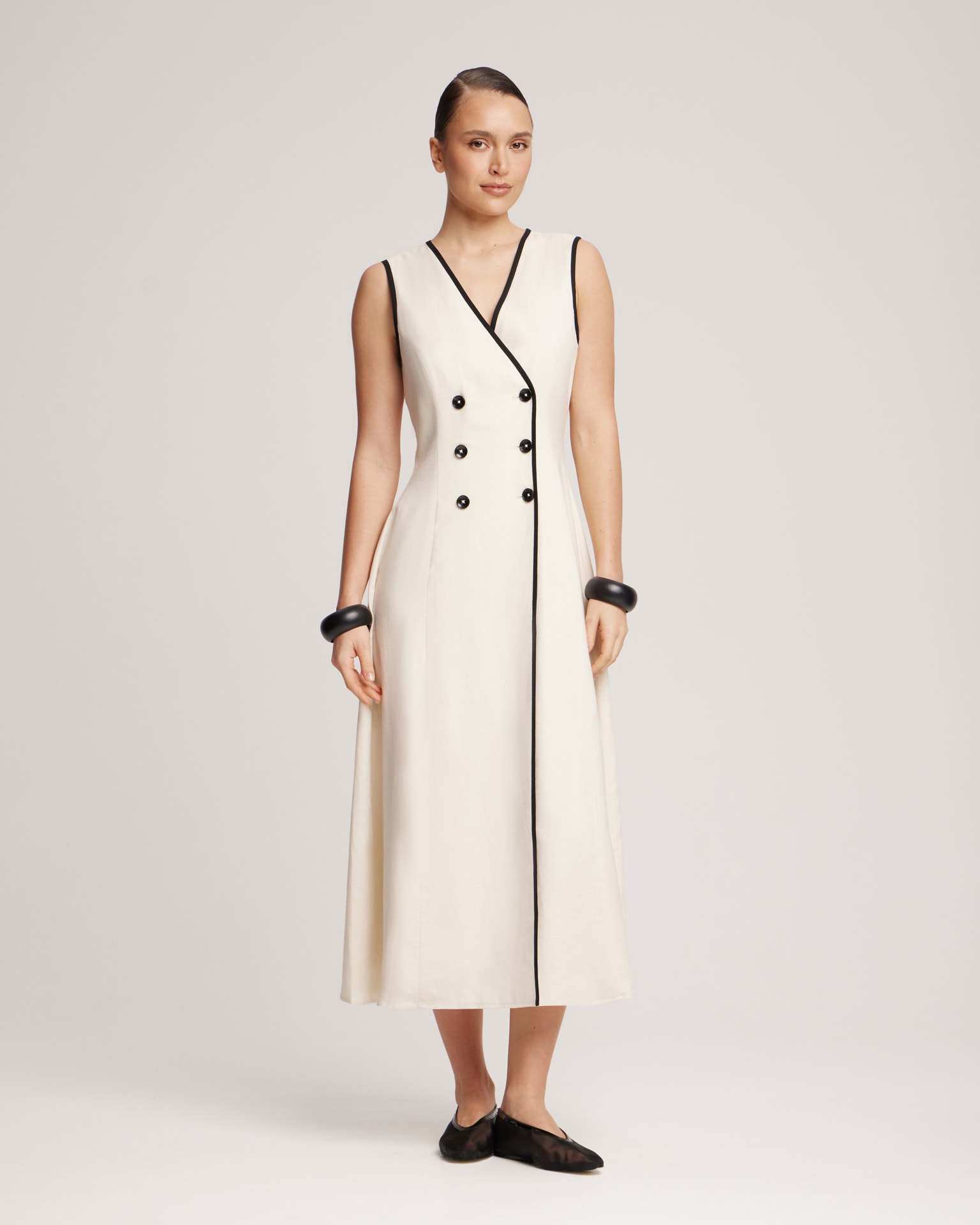 Linen beige dress, Beige