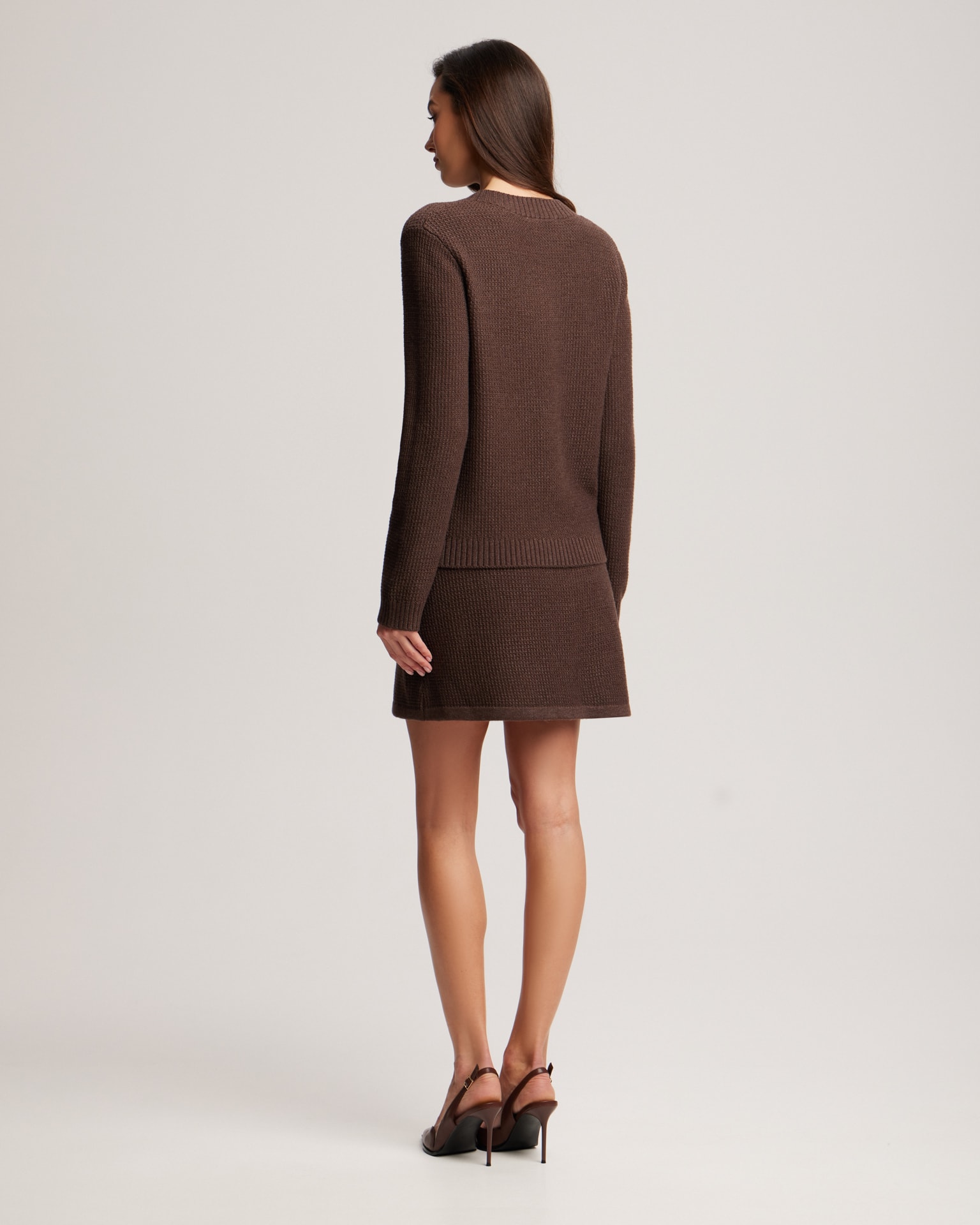 Textured knit cardigan, Brown. — photo 5