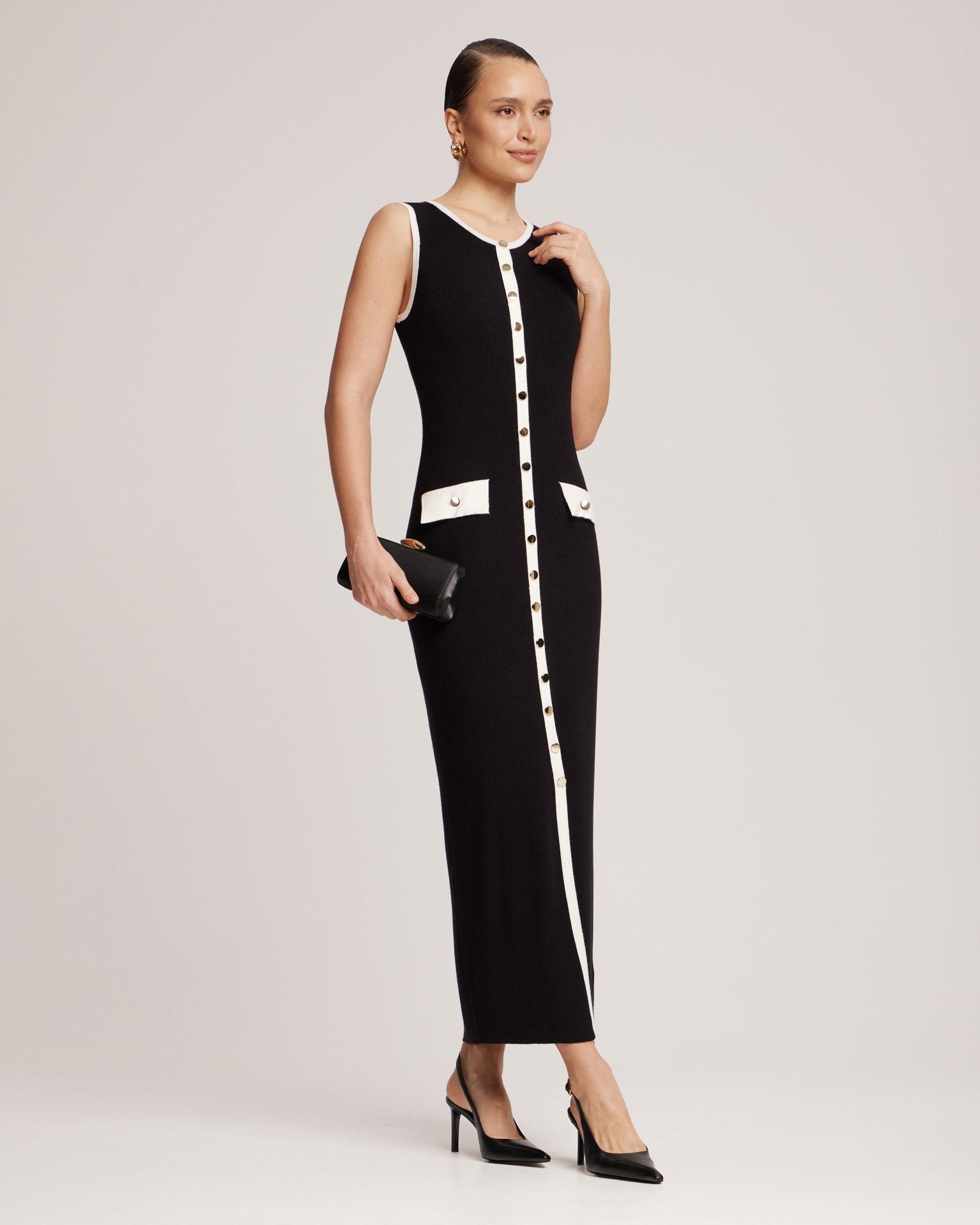 Sleeveless midi dress, Black — photo 2