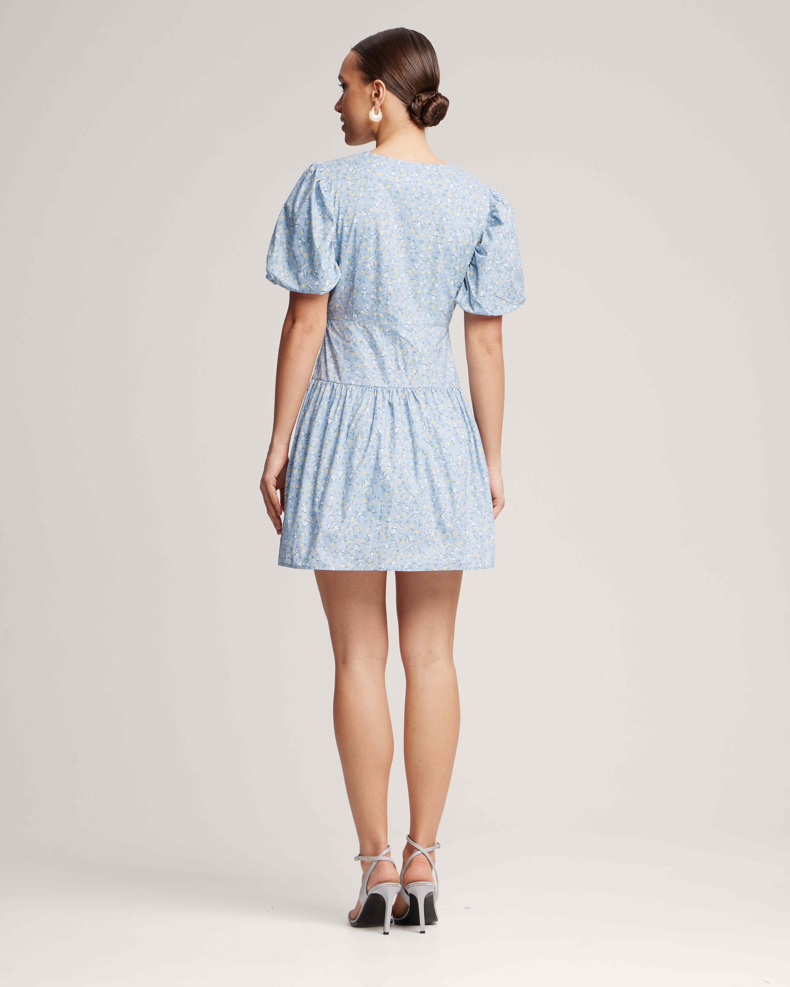 Dress with voluminous sleeves, Navy Blue — photo 3