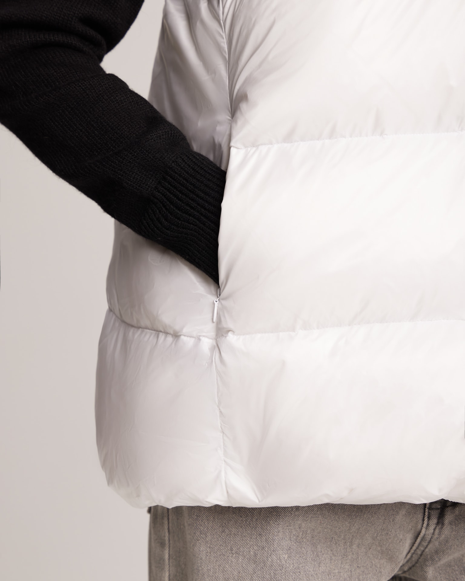 Quilted gilet with a stand-up collar, White — photo 7