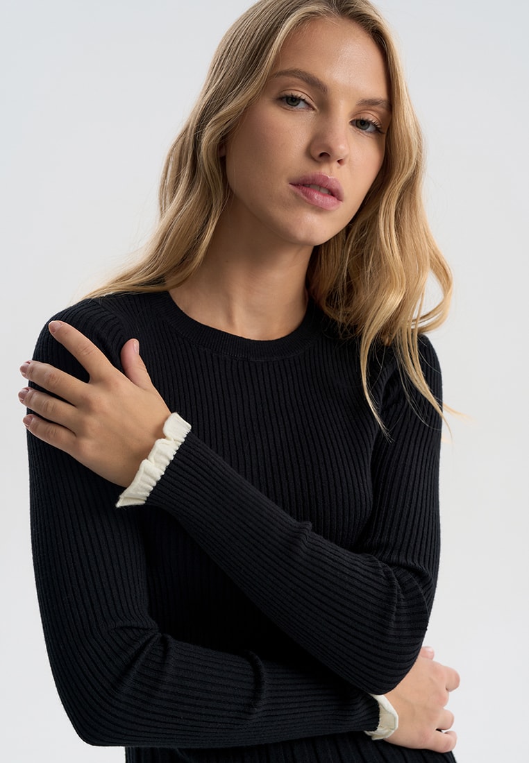 Dress with long sleeves, Black — photo 3
