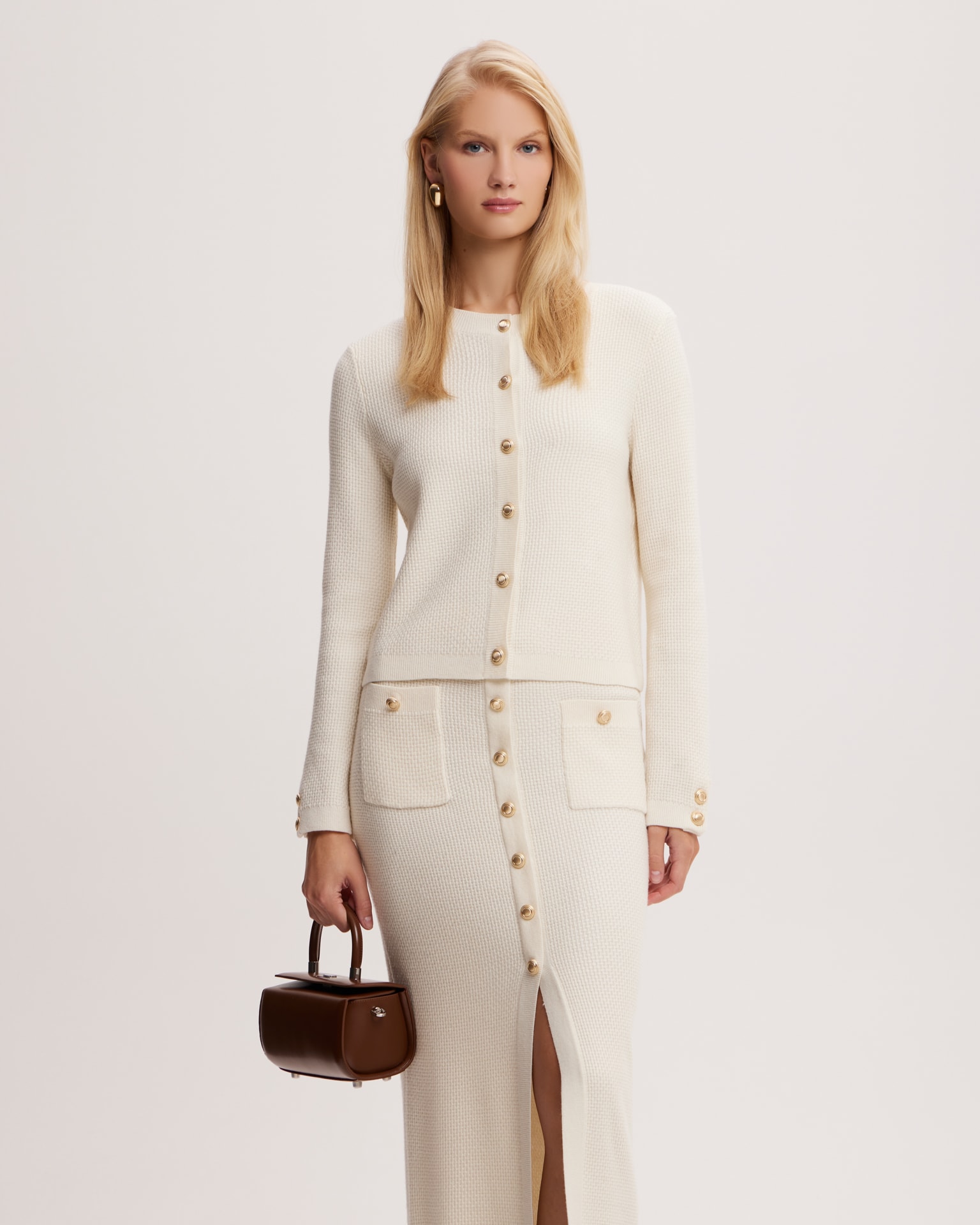 Cream merino wool cardigan, Milk — photo 3