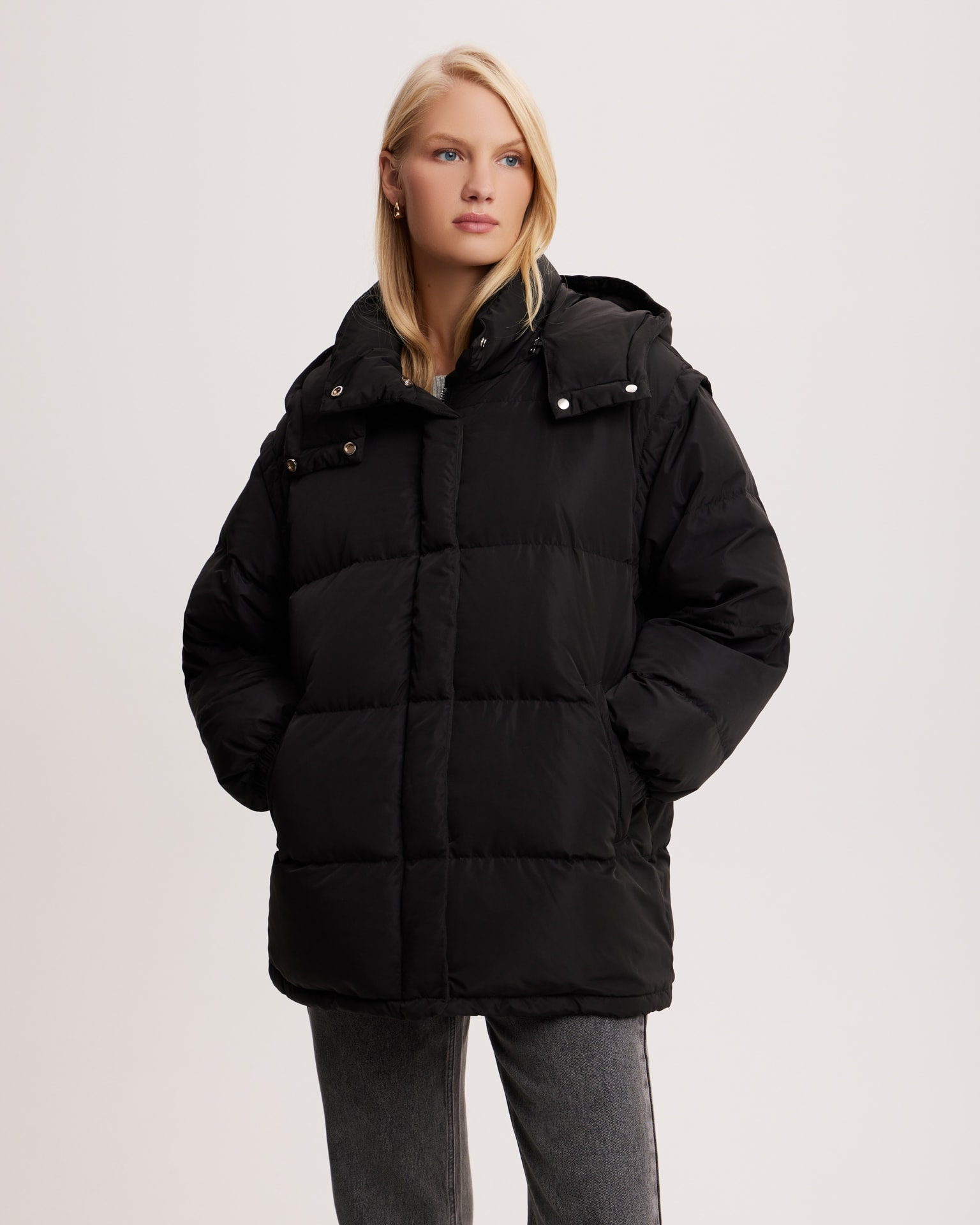 Longline jacket in black, Black — photo 5