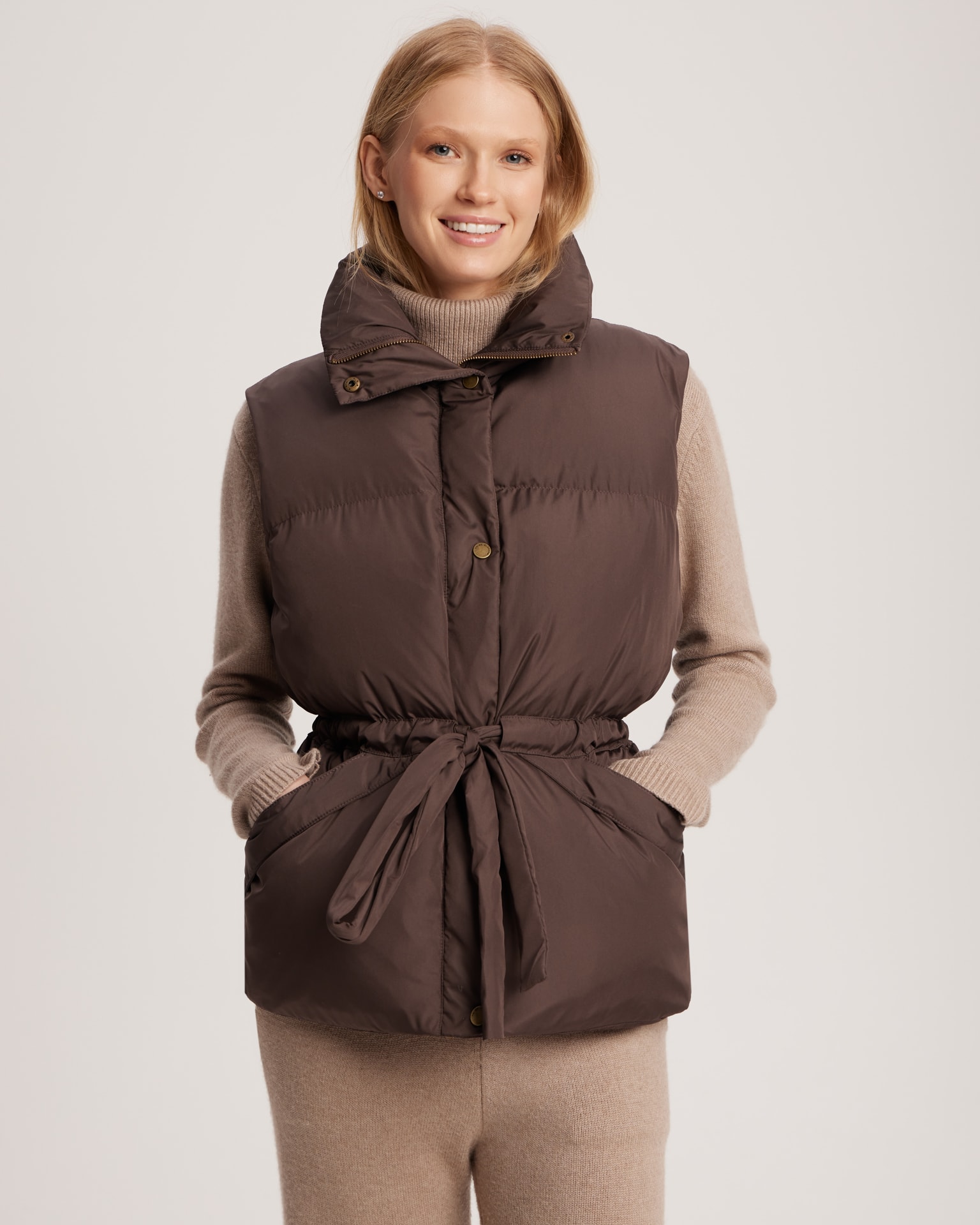 Belted waistcoat, Brown — photo 4