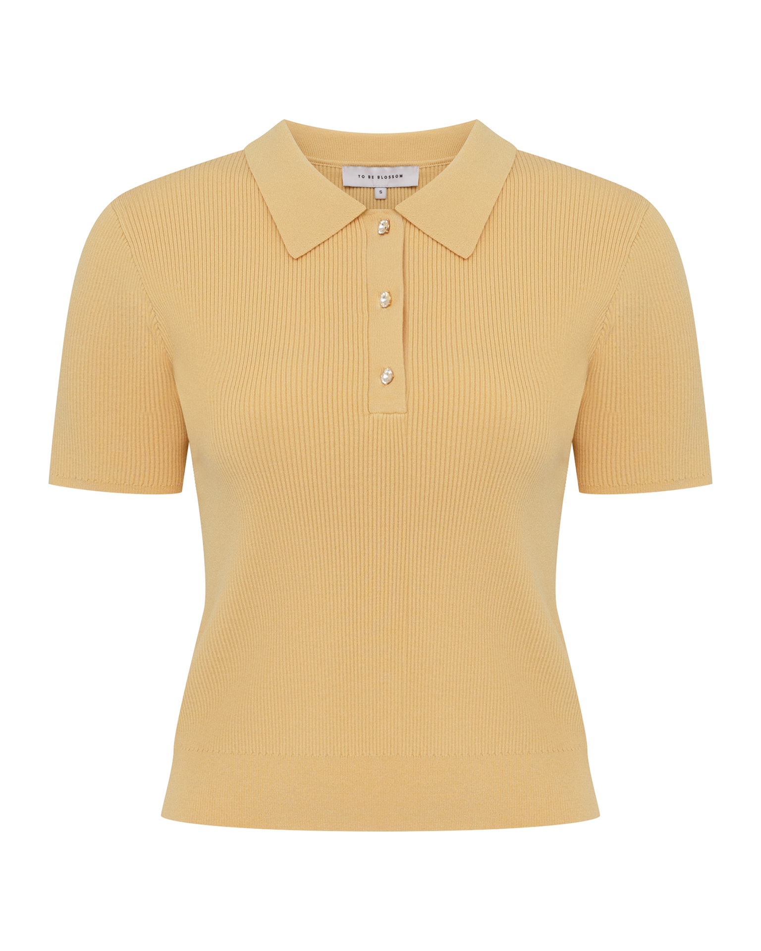 Polo shirt with rhinestone buttons, Yellow — photo 7
