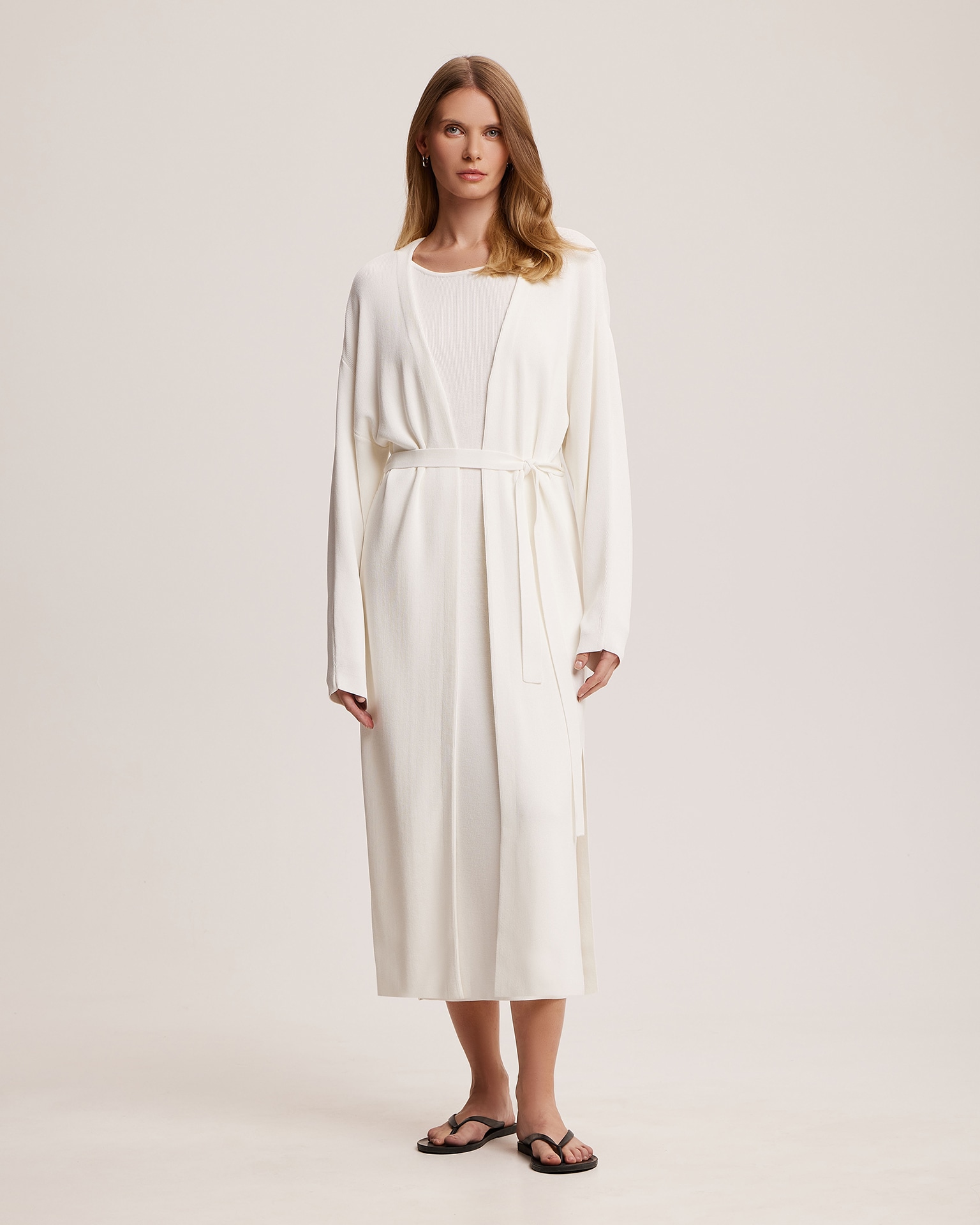 Cream-coloured dress with thin straps